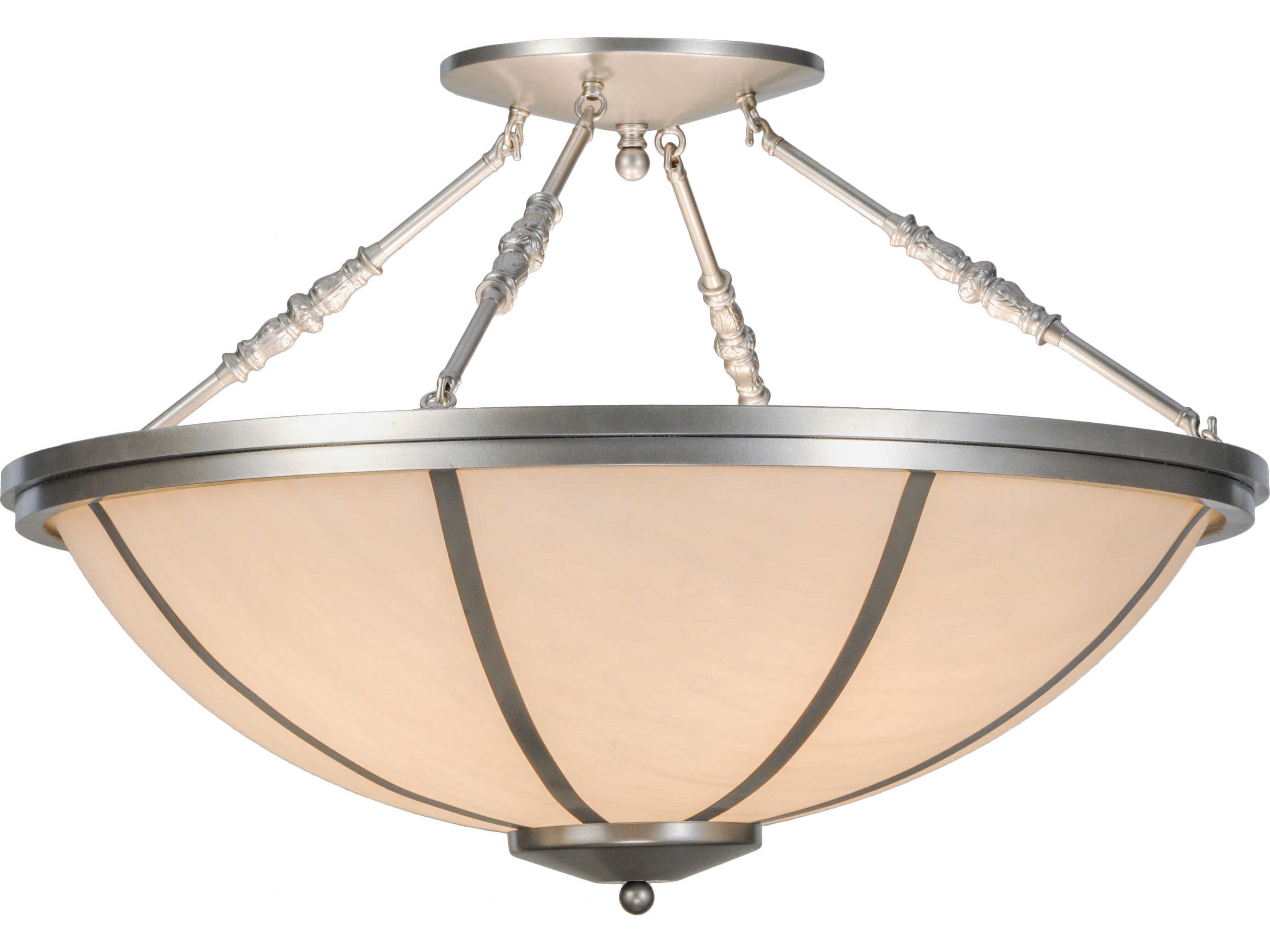 Meyda Lodge 4-Light Nickel Bowl Semi Flush Mount