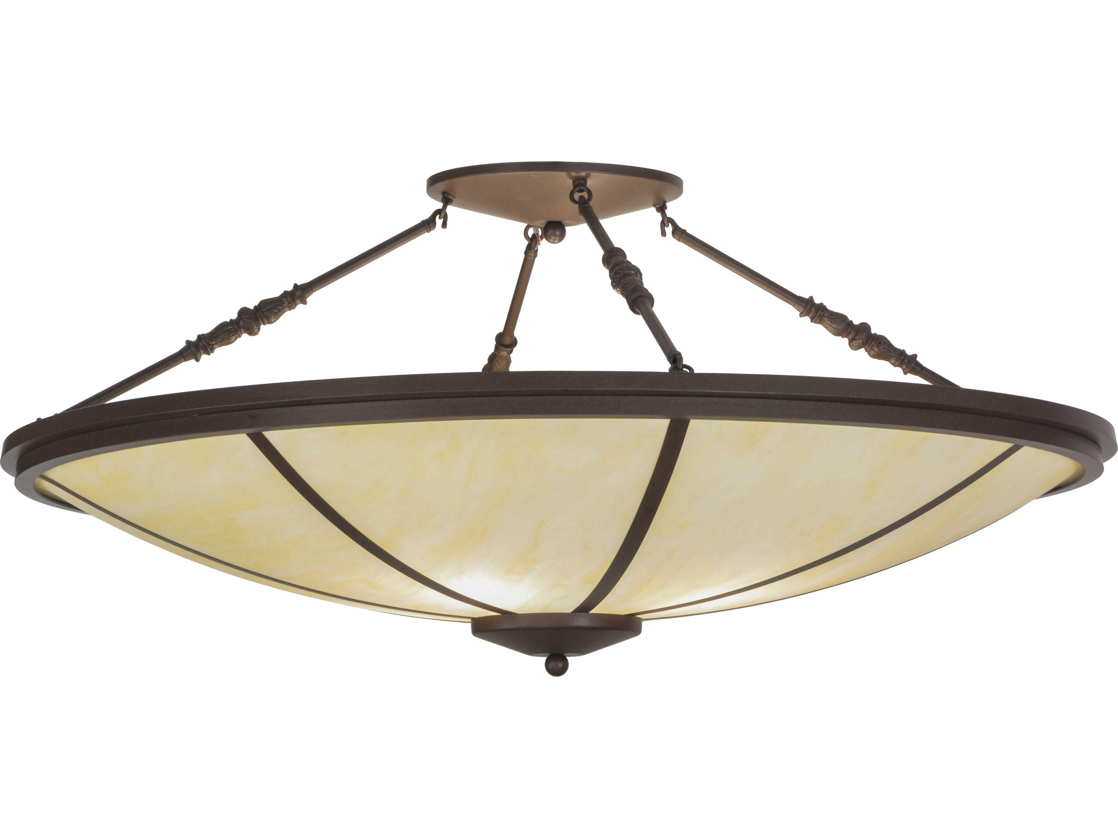 Meyda Lodge 4-Light Brown Bowl Semi Flush Mount