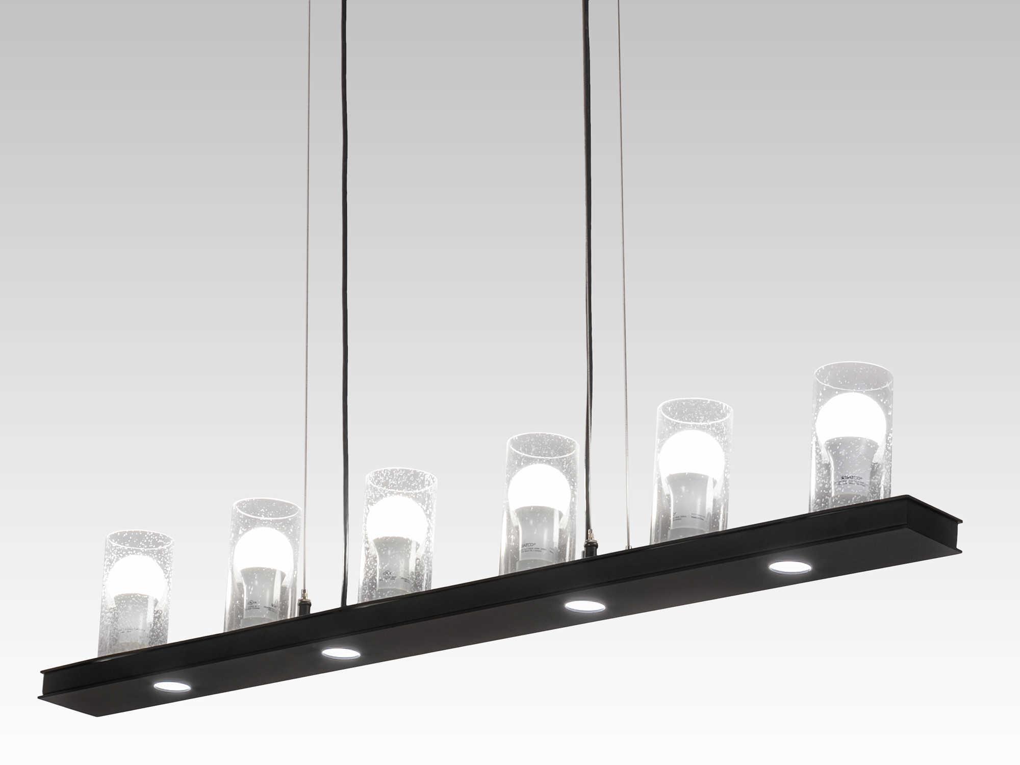 Meyda Loudon 6-Light Black Glass LED Cylinder Island Pendant