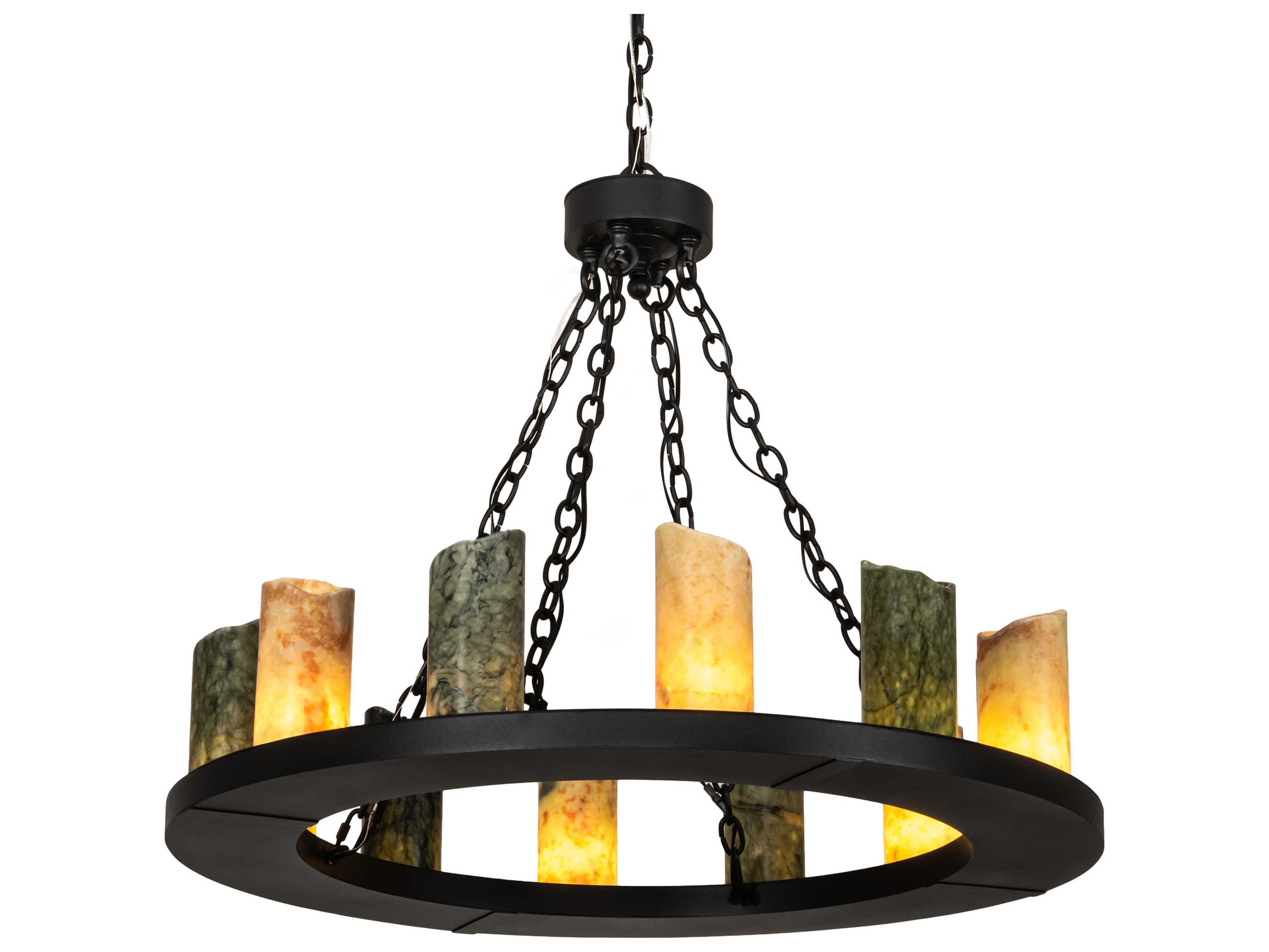 Meyda Loxley 12-Light Wrought Iron Black Cylinder Round Chandelier