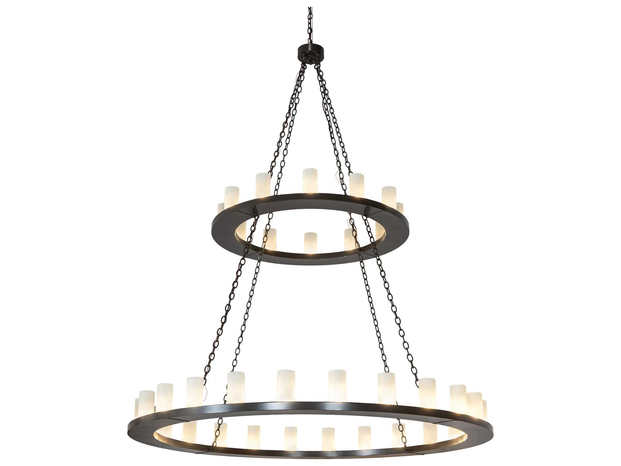 Meyda Loxley 36-Light Timeless Bronze Glass LED Cylinder Round Chandelier