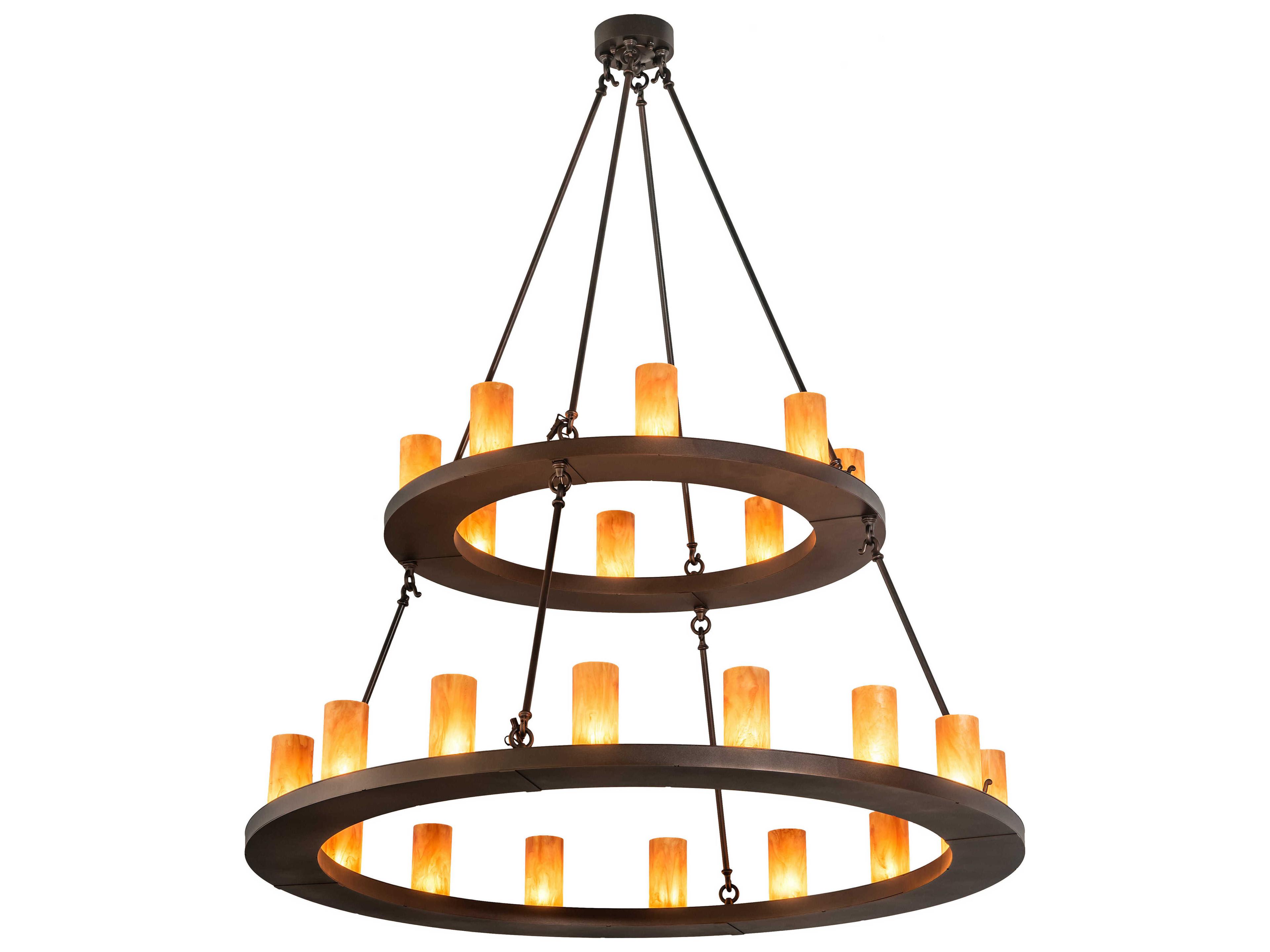 Meyda Loxley 24-Light Mahogany Bronze Brown Cylinder Round Chandelier