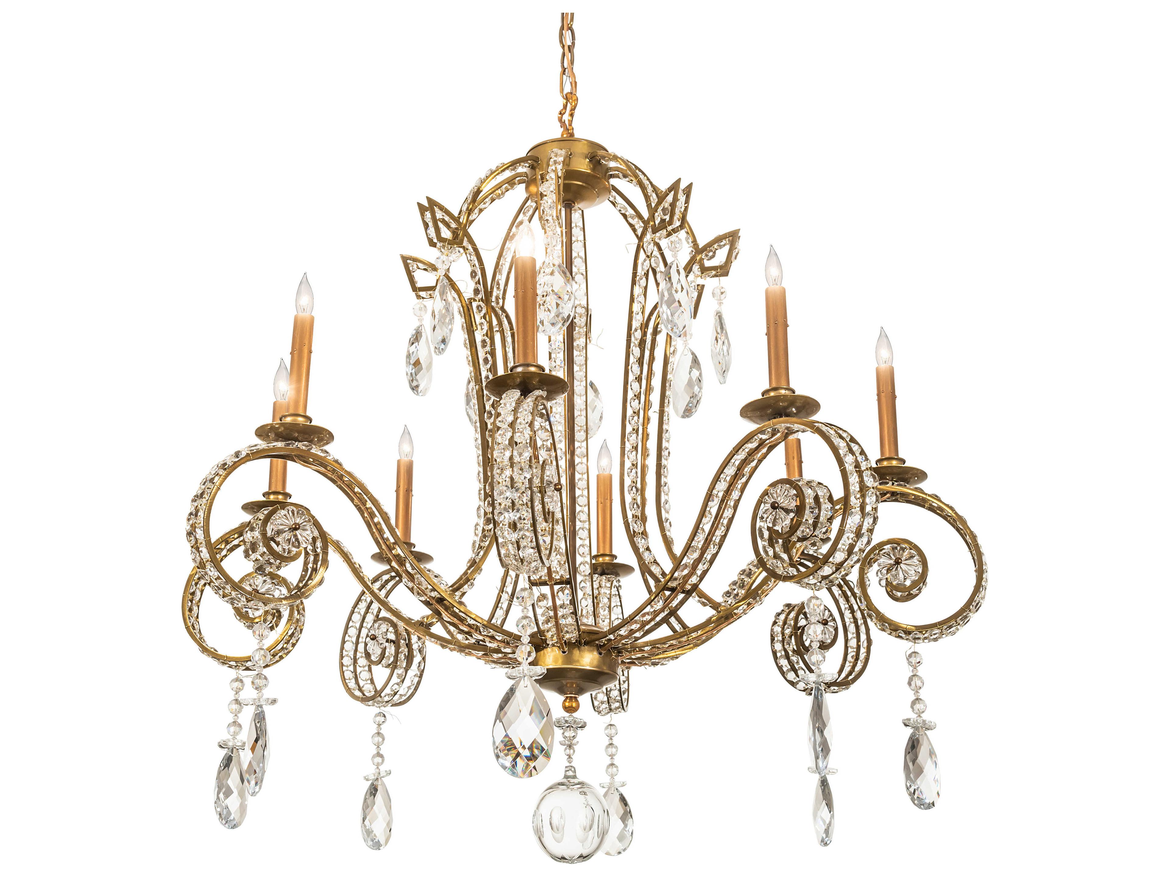 Meyda Lucerne 8-Light Transparent Gold Crystal Candelabra Chandelier