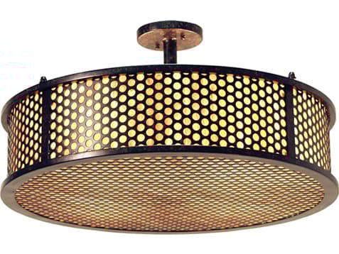 Meyda Luciano 4-Light Warm Chestnut Brown Drum Semi Flush Mount