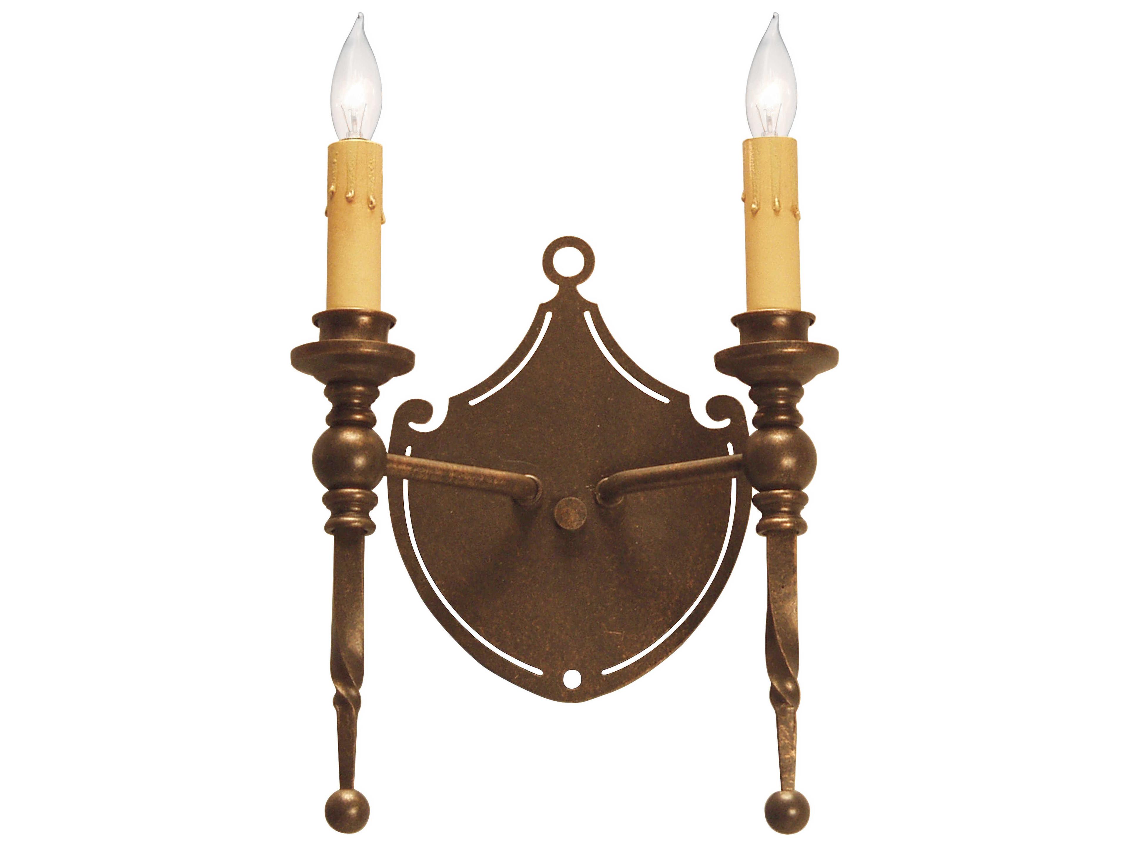 Meyda Malta Crest 2-Light Gilded Tobacco Brown Wall Sconce