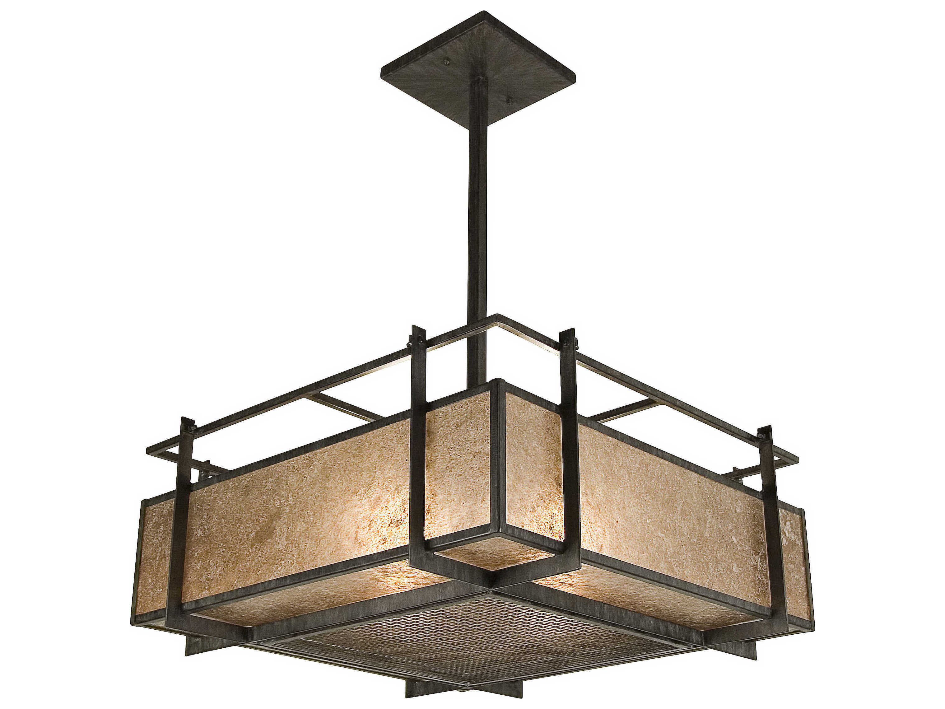 Meyda Marduk 4-Light Chocolate Gold Silver Mica Brown Geometric Pendant