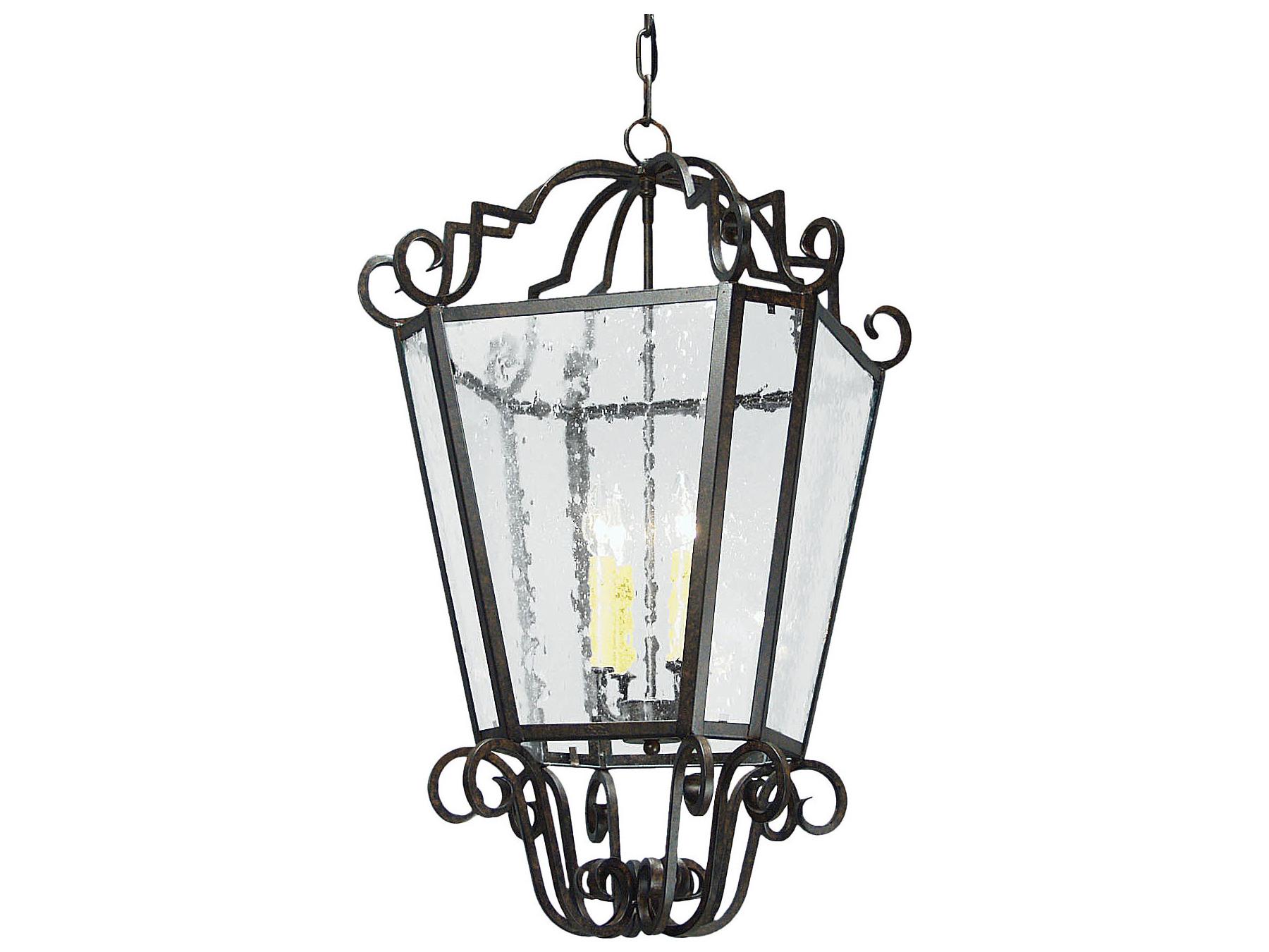 Meyda Marin 4-Light Gilded Tobacco Brown Glass Candelabra Lantern Chandelier