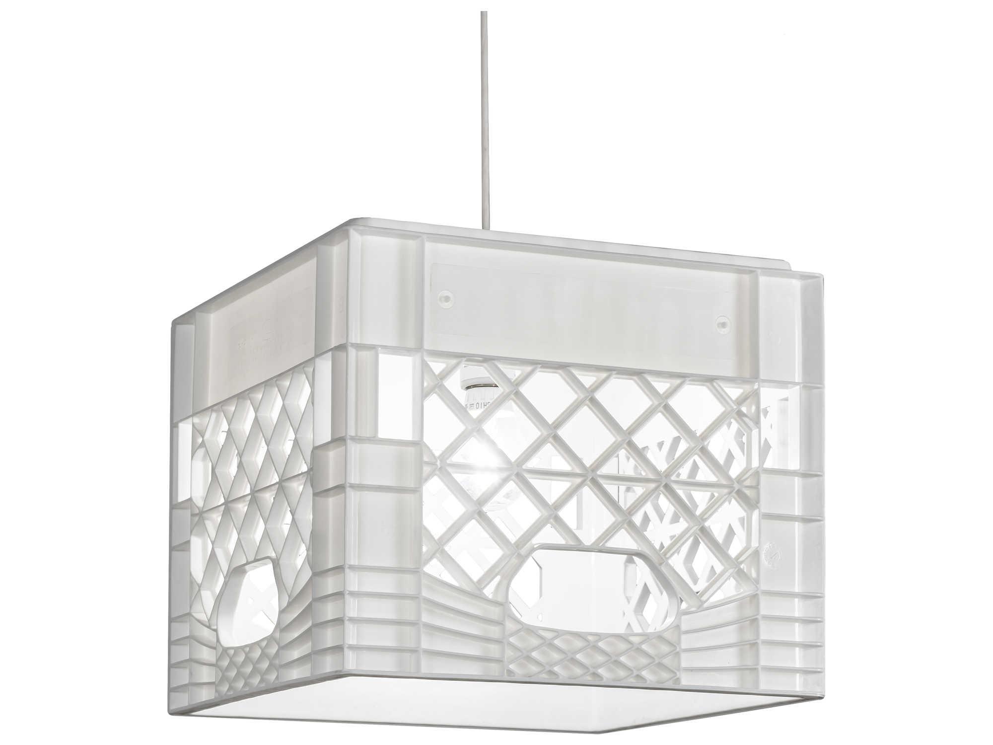 Meyda Milk Crate 1-Light White Geometric Pendant