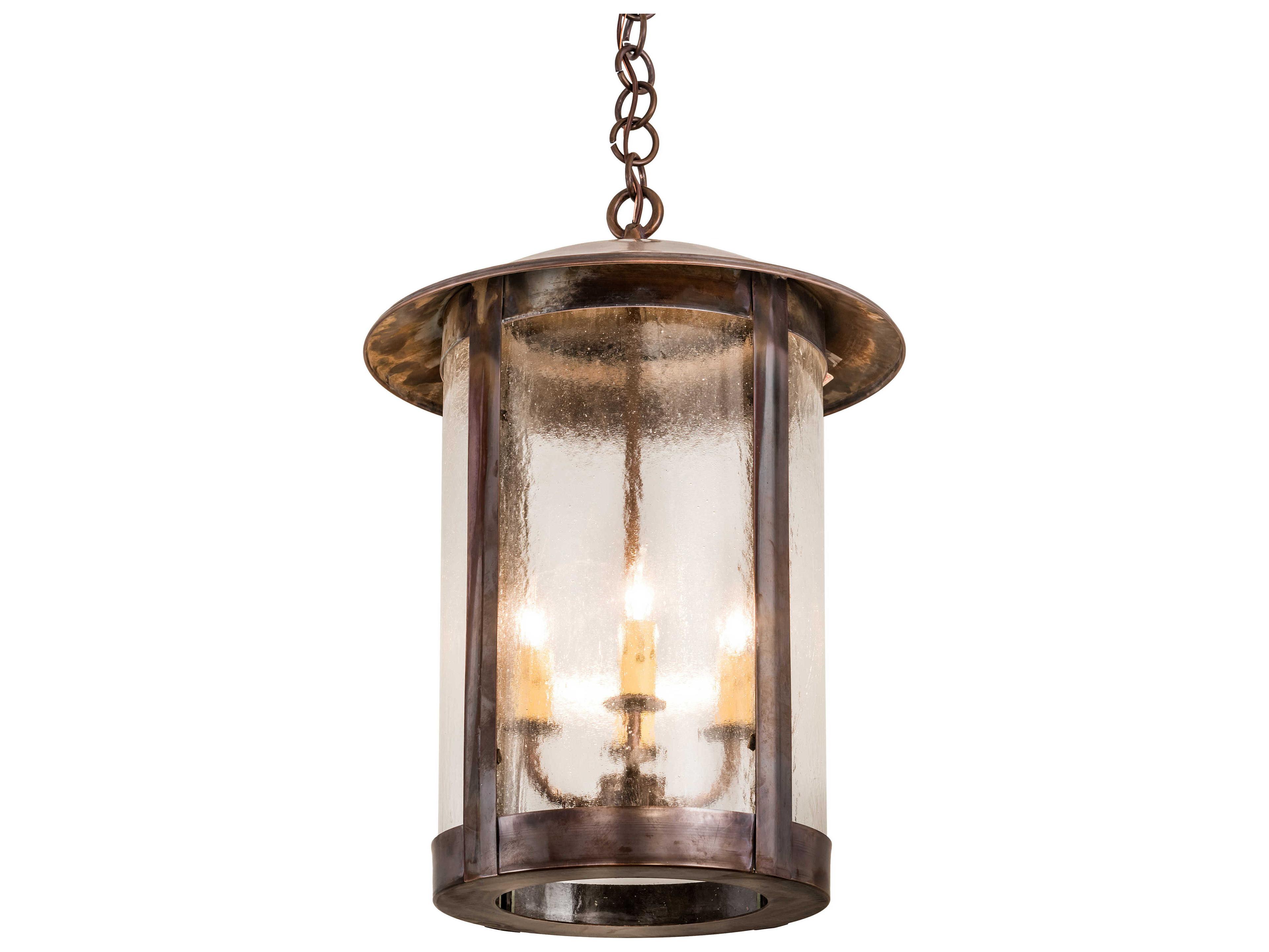 Meyda Lake Charles 4-Light Copper Glass Cylinder Chandelier