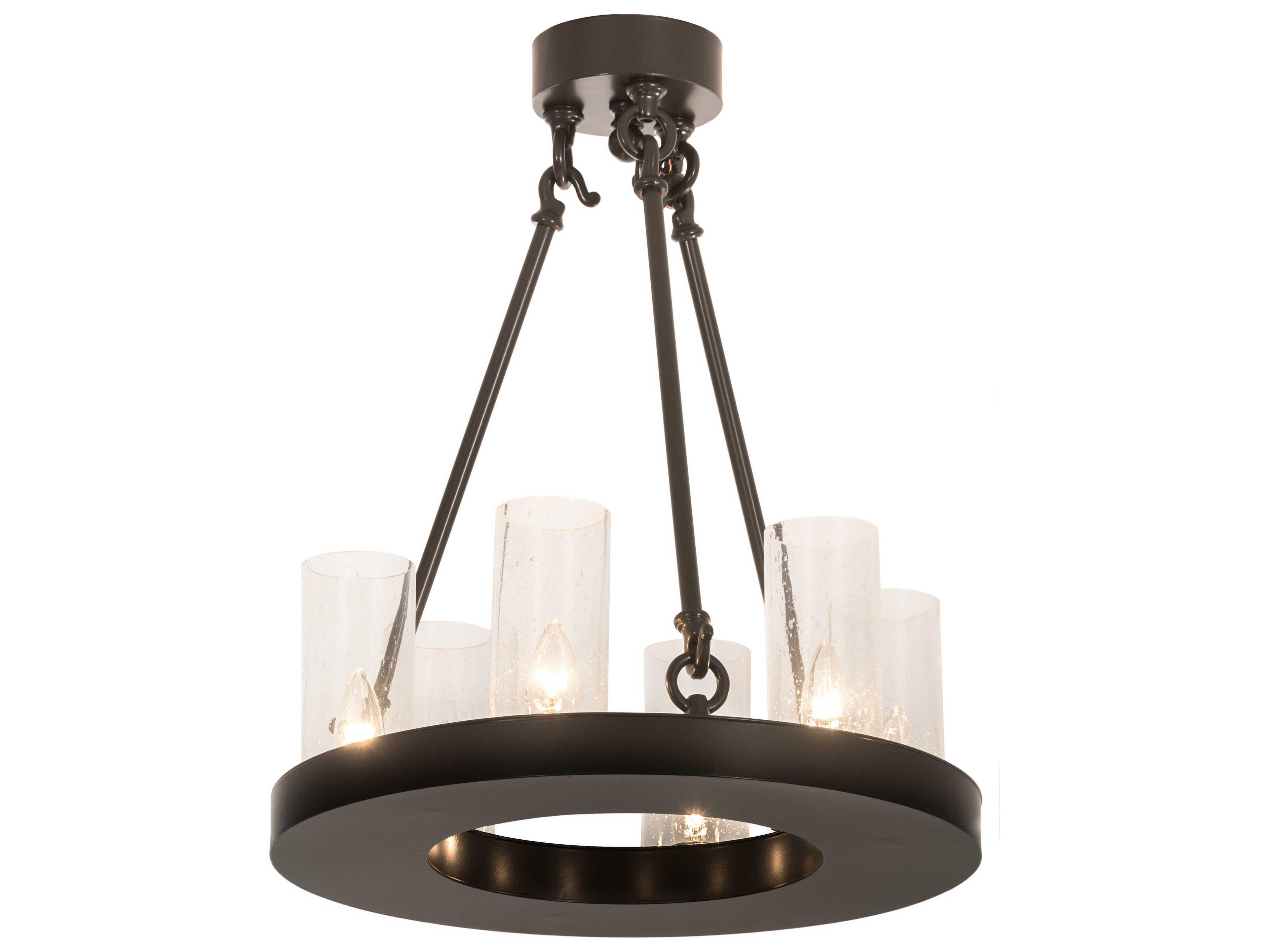 Meyda Loxley 6-Light Bronze Glass Cylinder Chandelier