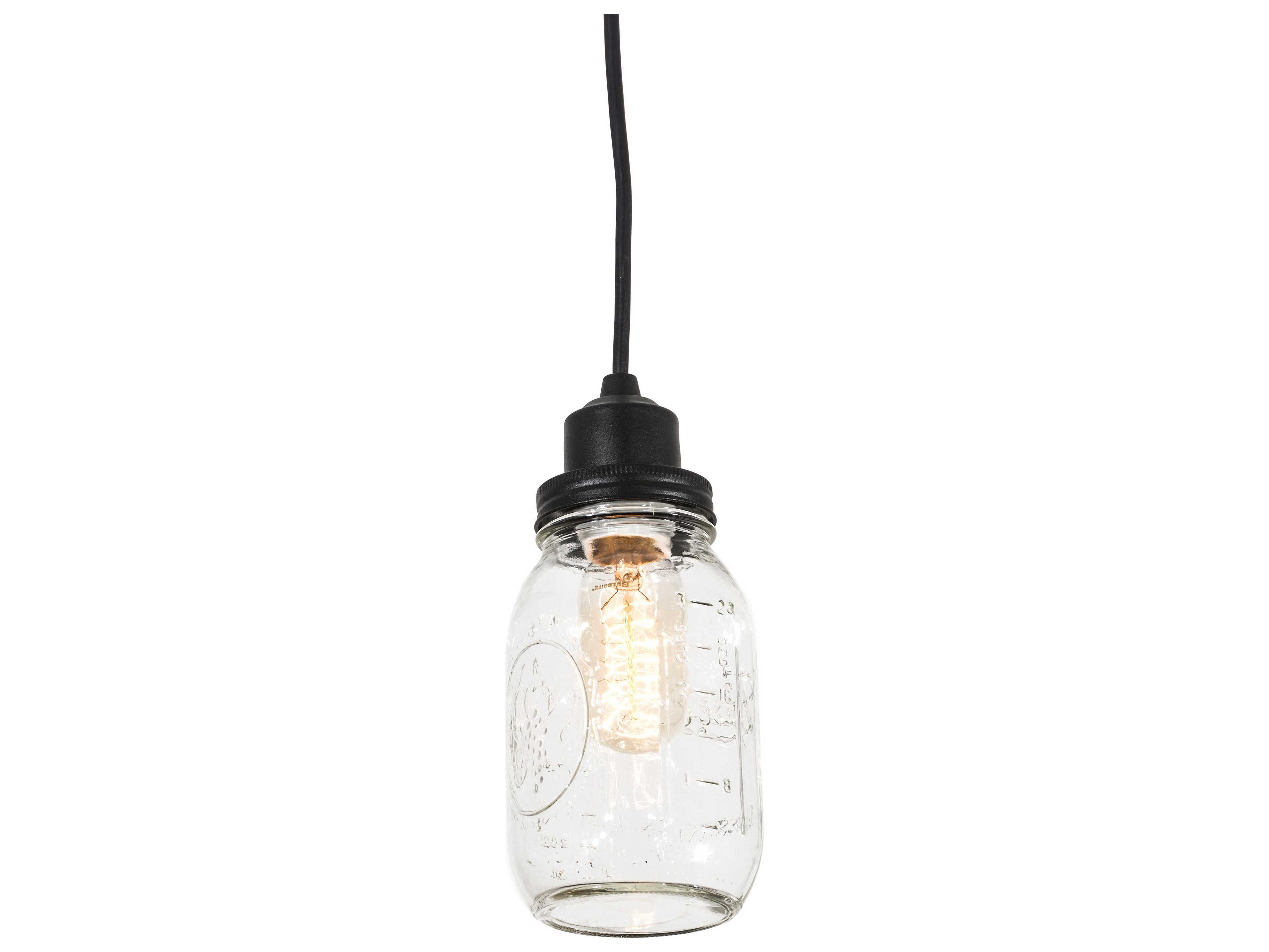 Meyda Mason Jar 1-Light Black Glass Mini Pendant