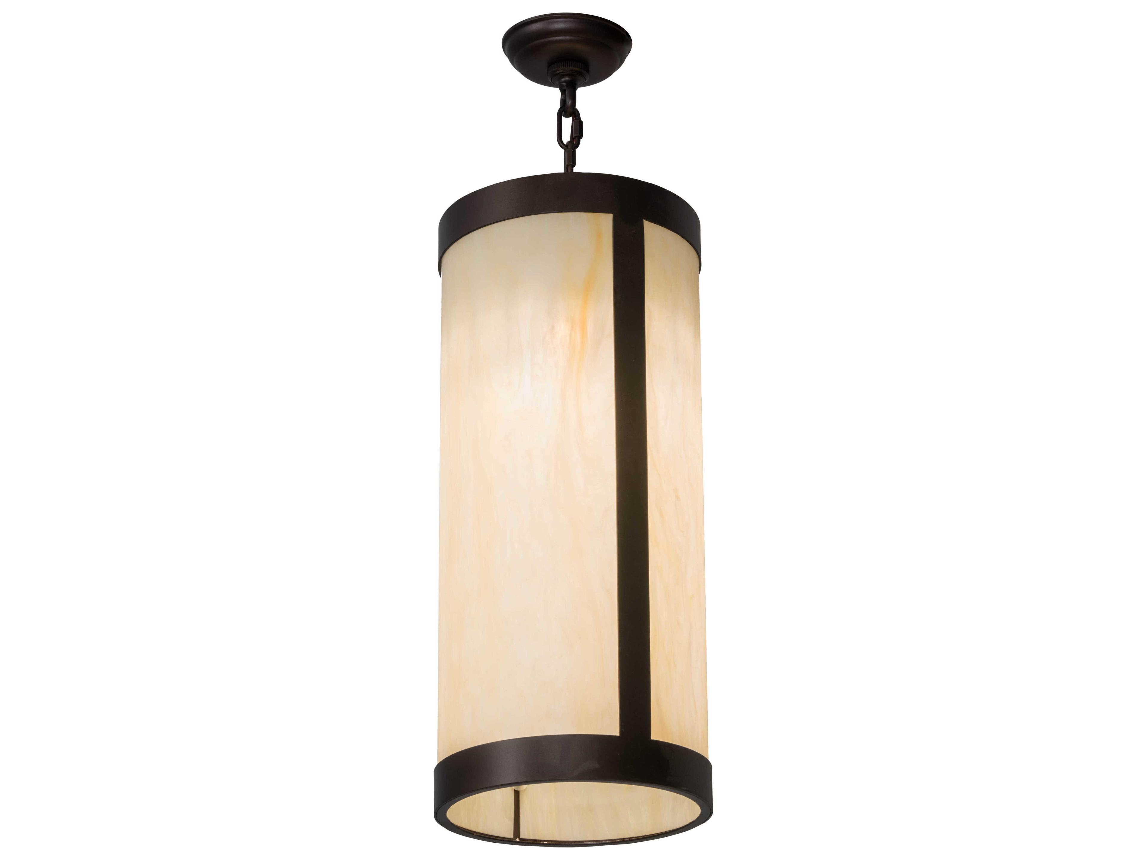 Meyda Cartier 1-Light Bronze Glass Cylinder Mini Pendant