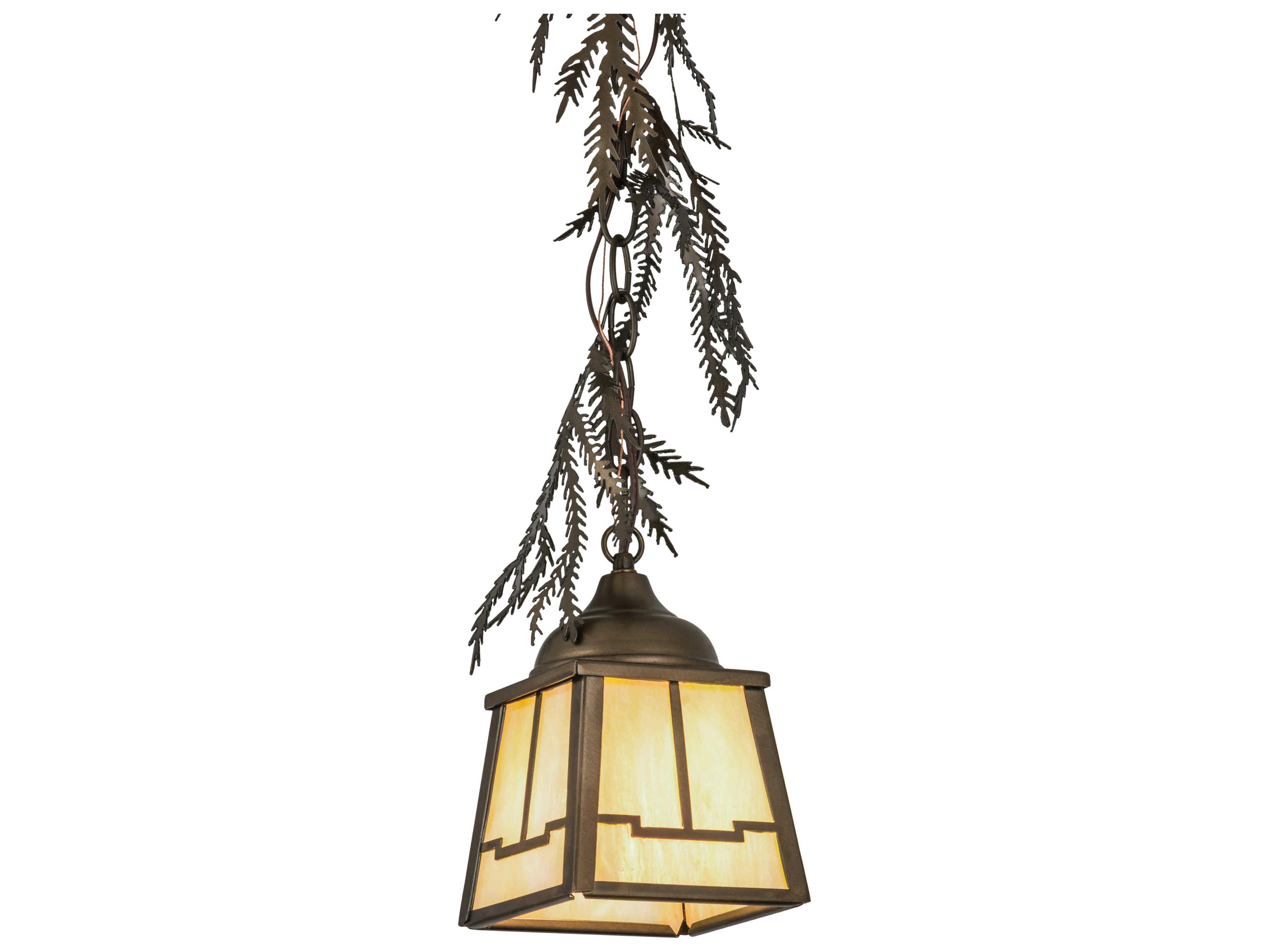Meyda Pine Branch Valley View 1-Light Copper Glass Mini Pendant