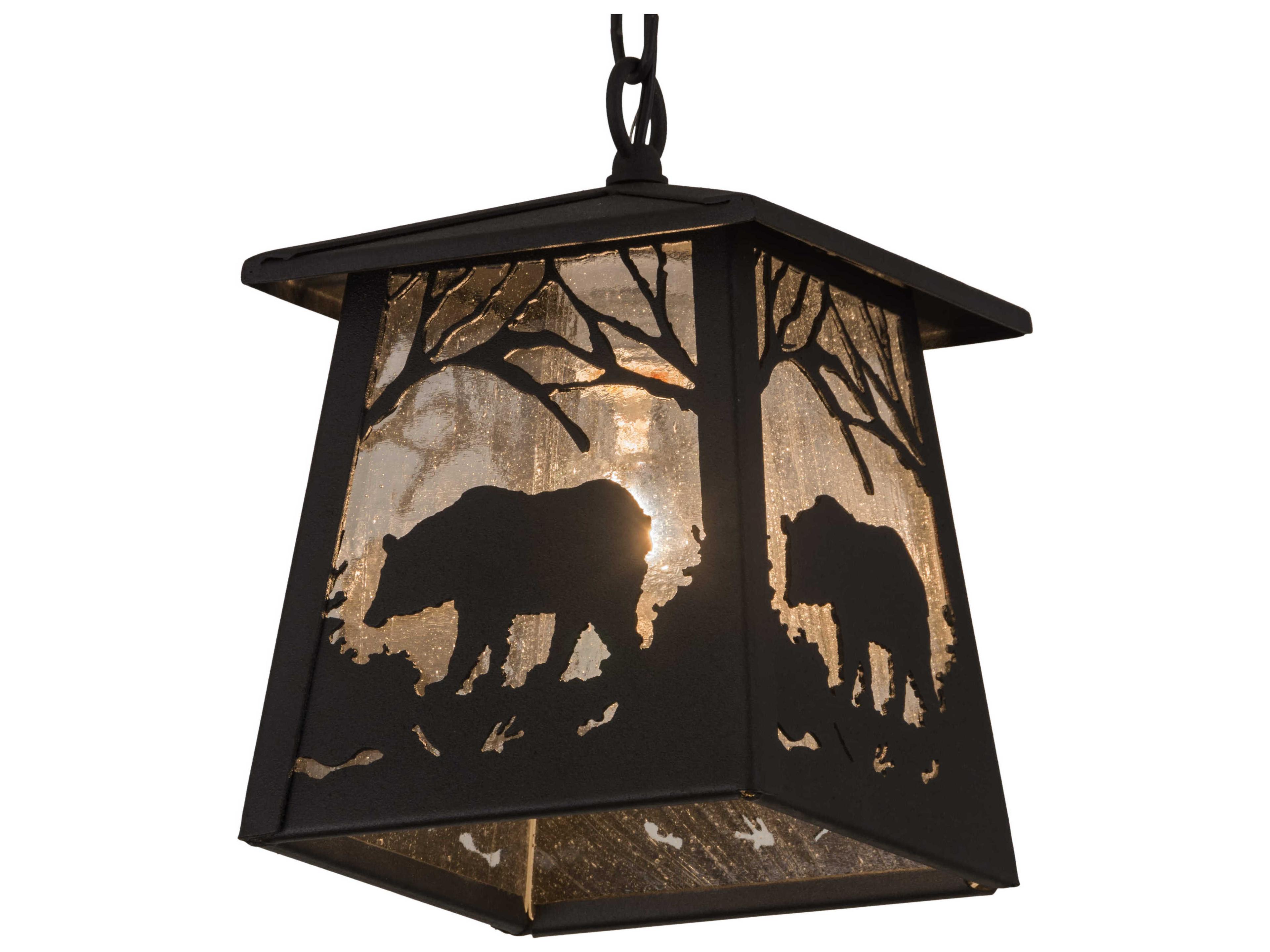 Meyda Bear At Dawn 1-Light Black Glass Lantern Mini Pendant