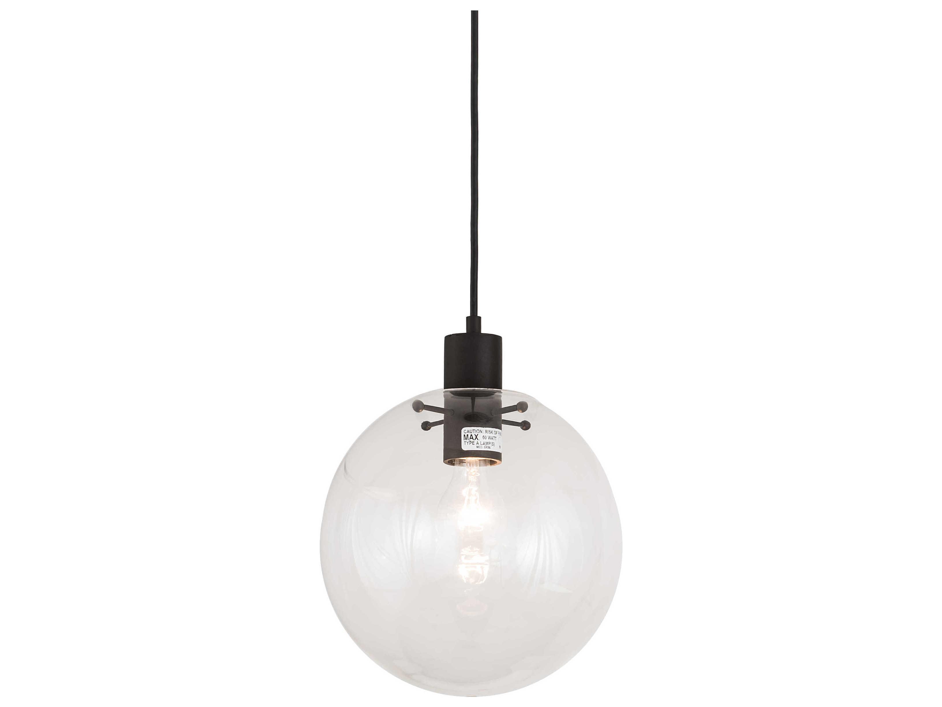 Meyda Bola 1-Light Black Glass Globe Mini Pendant