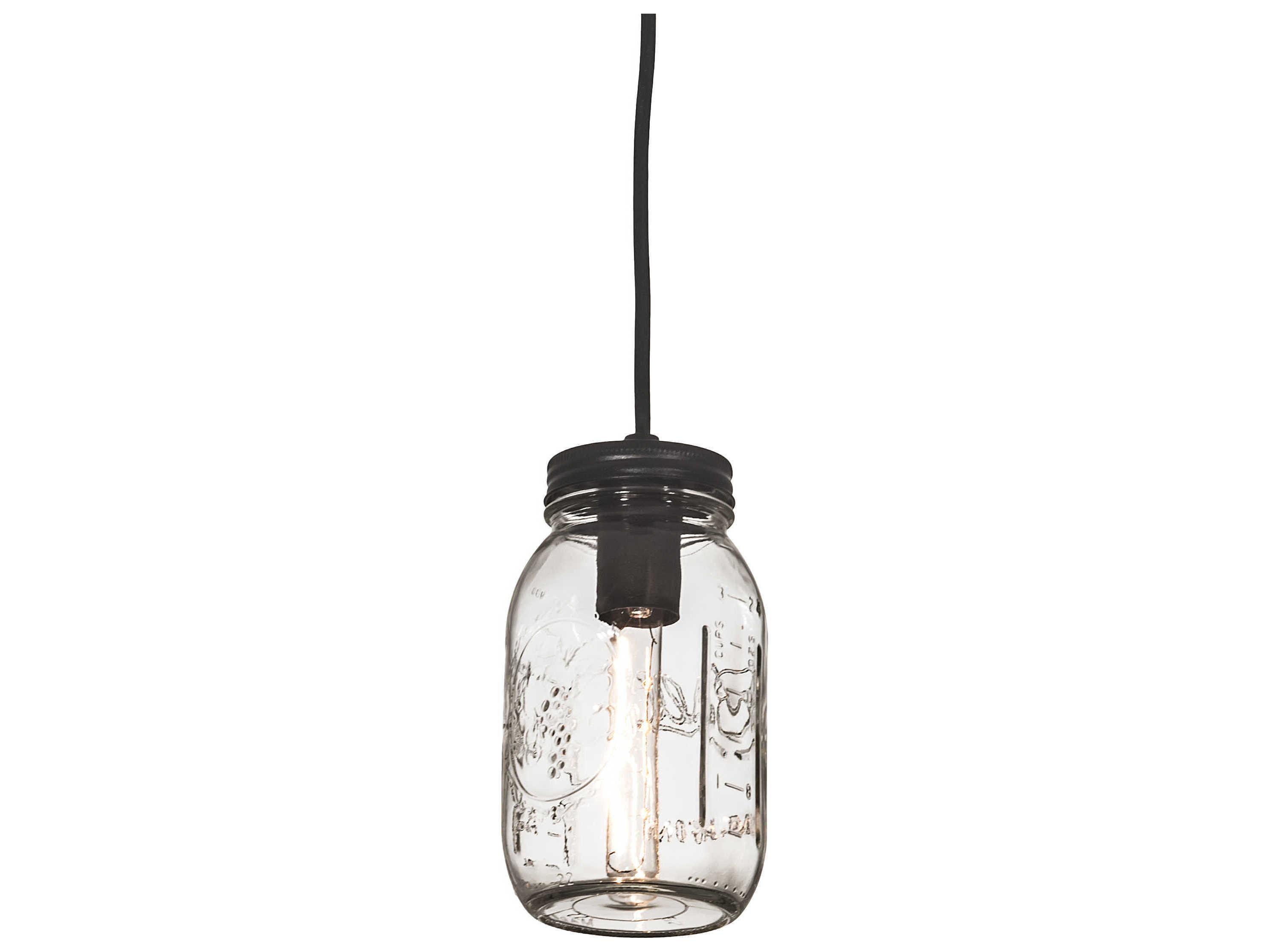 Meyda Mason Jar 1-Light Black Glass Cylinder Mini Pendant
