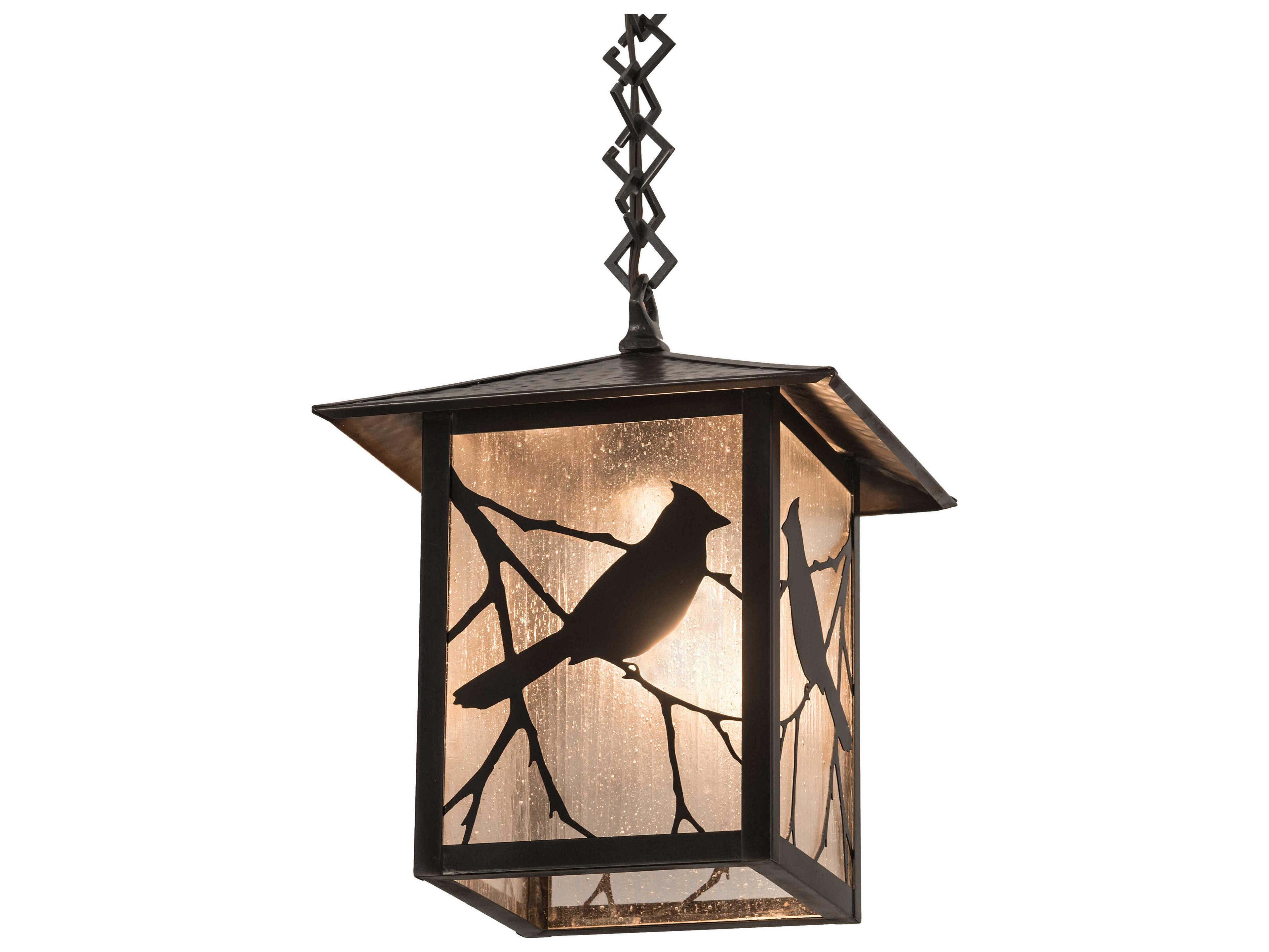 Meyda Seneca Song Bird 1-Light Brown Glass Lantern Mini Pendant