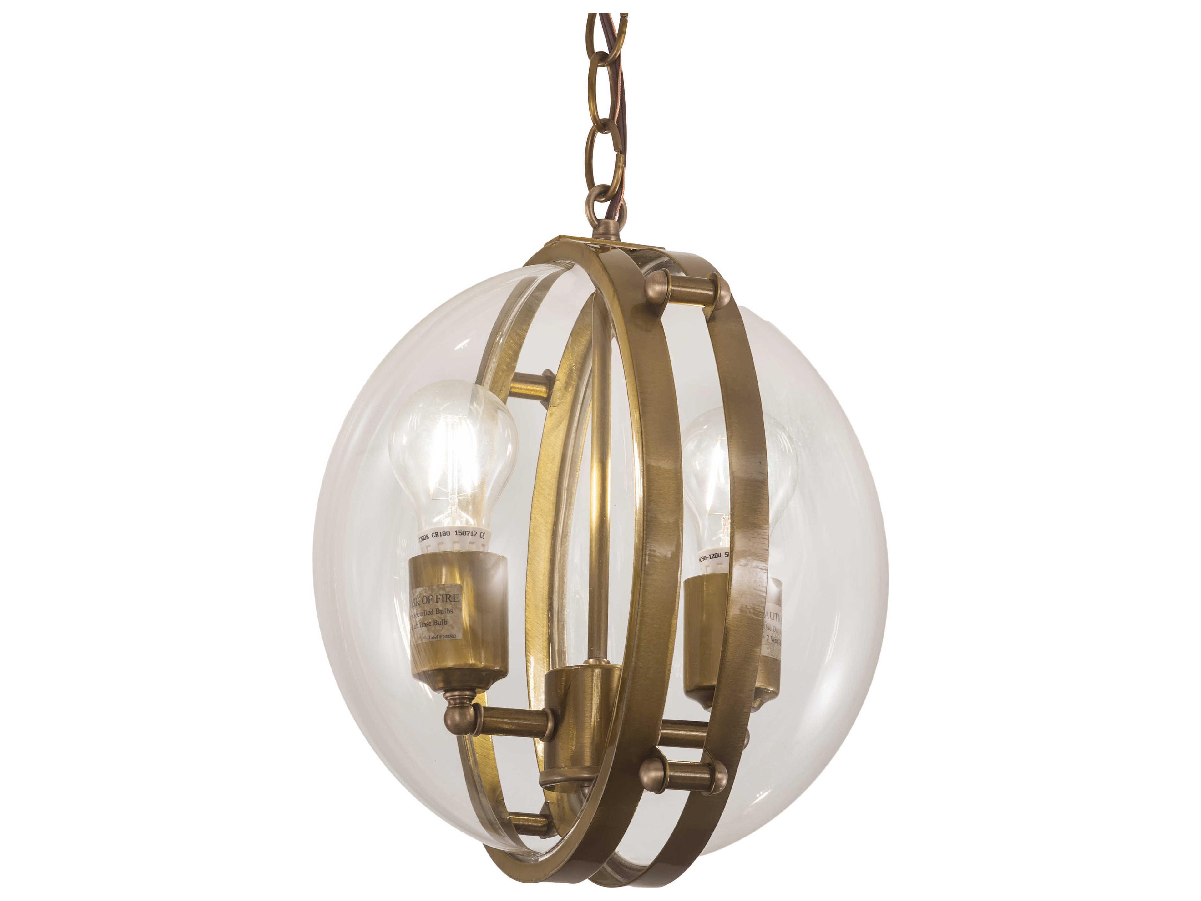 Meyda Bola 2-Light Brass Crystal LED Globe Mini Pendant