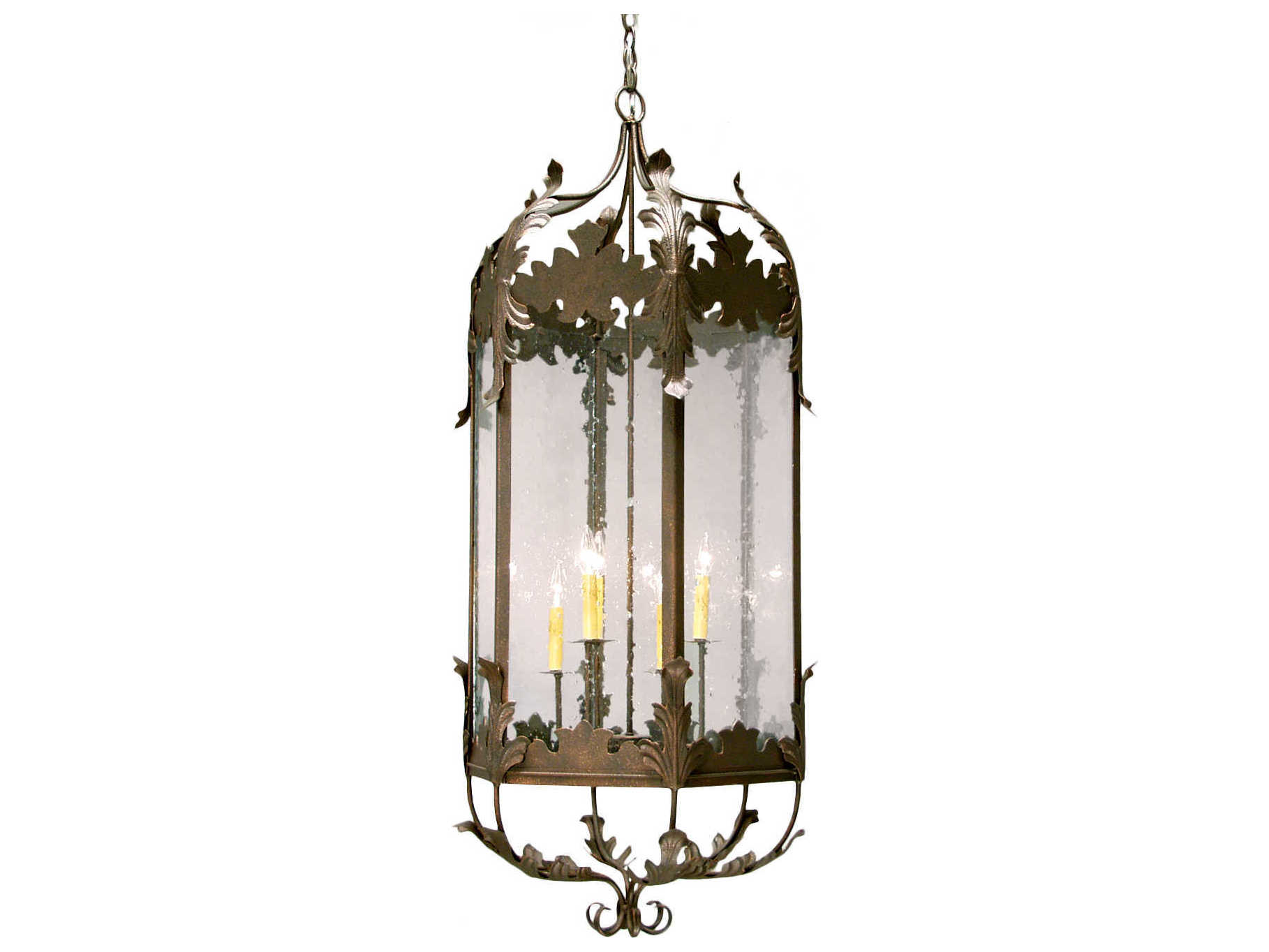 Meyda Miranda 6-Light Seedy Brown Glass Candelabra Lantern Chandelier