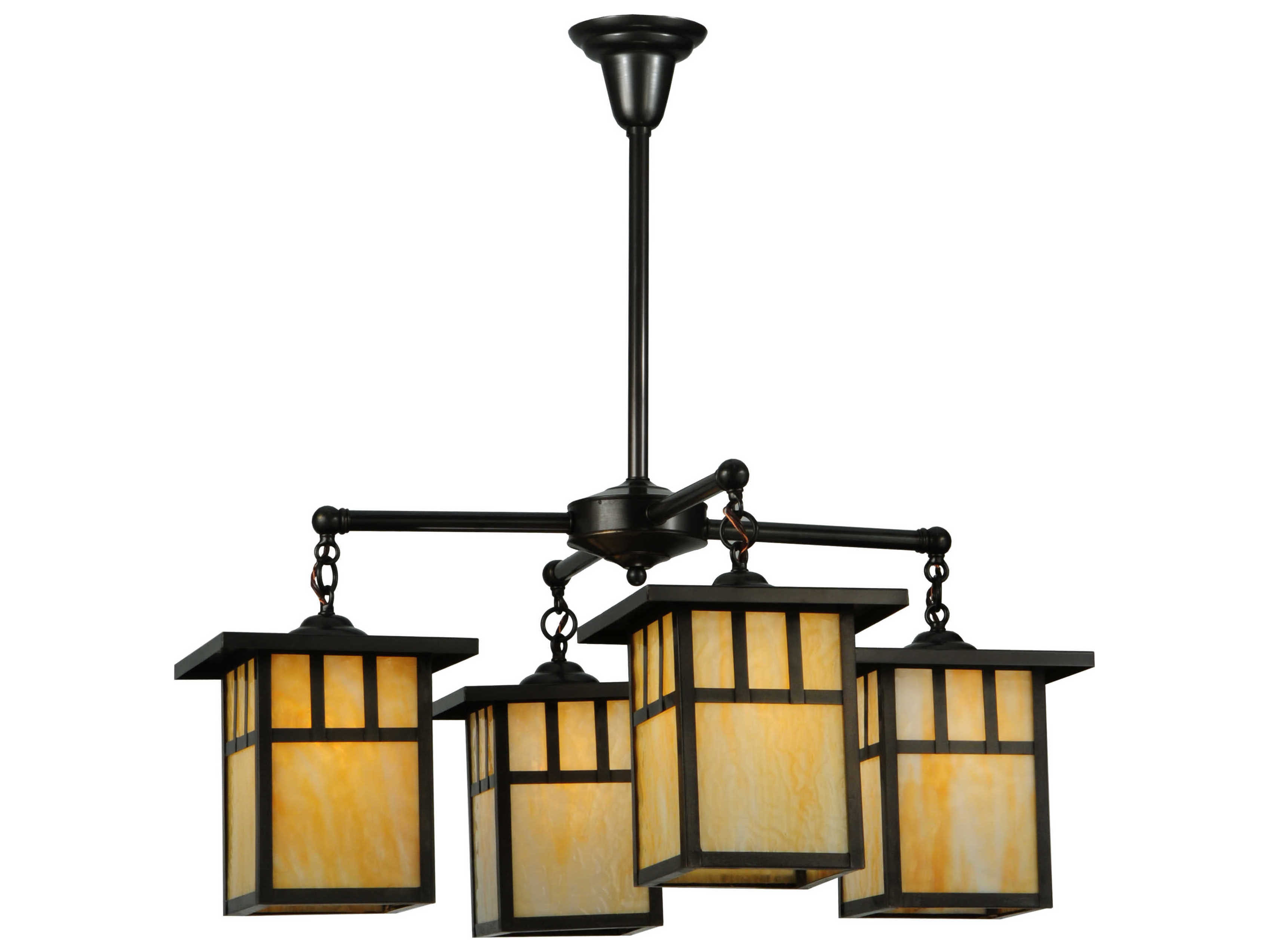 Meyda Mission 4-Light Black Geometric Lantern Chandelier