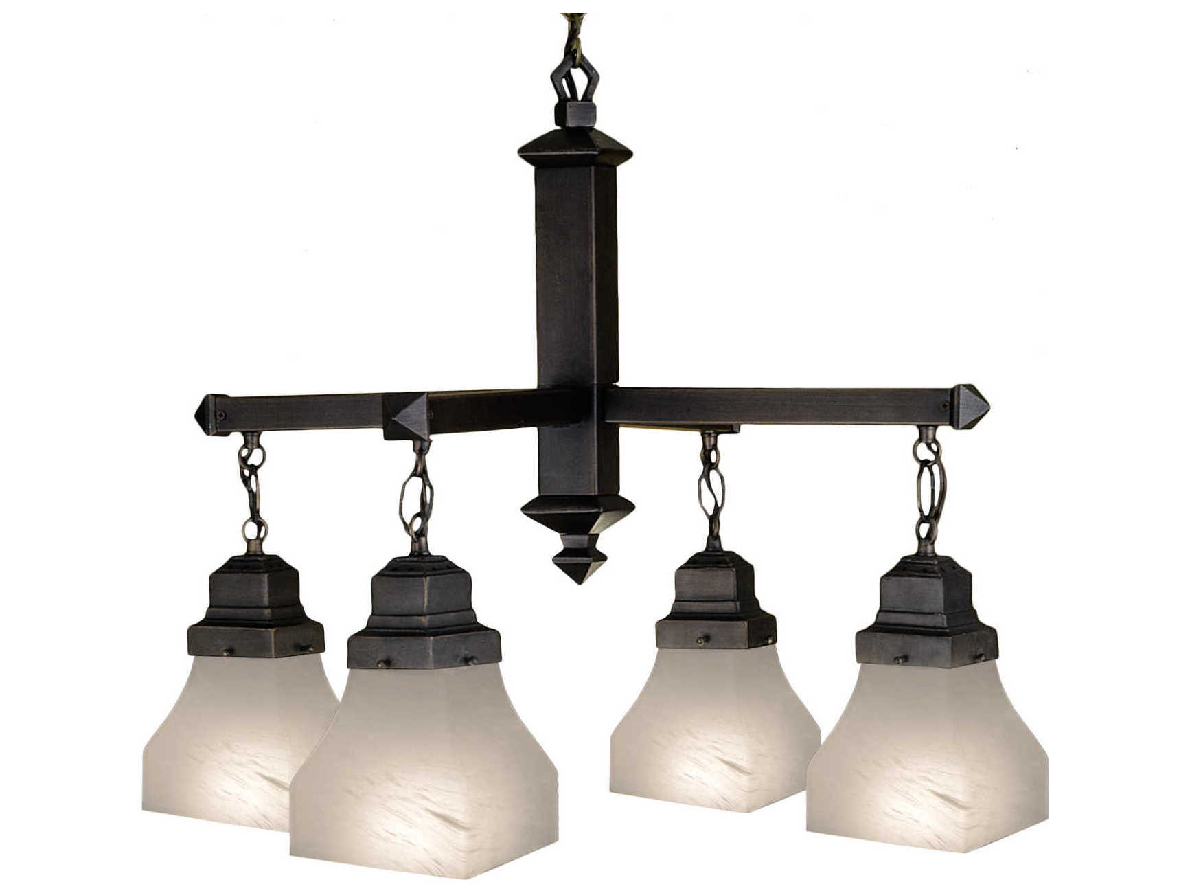 Meyda Mission 4-Light Black Glass Chandelier