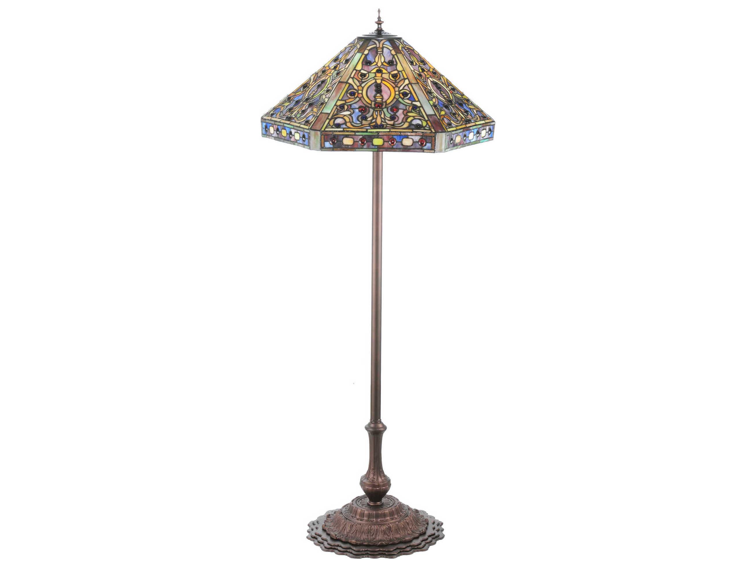 Meyda Elizabethan Red Glass Tiffany Floor Lamp