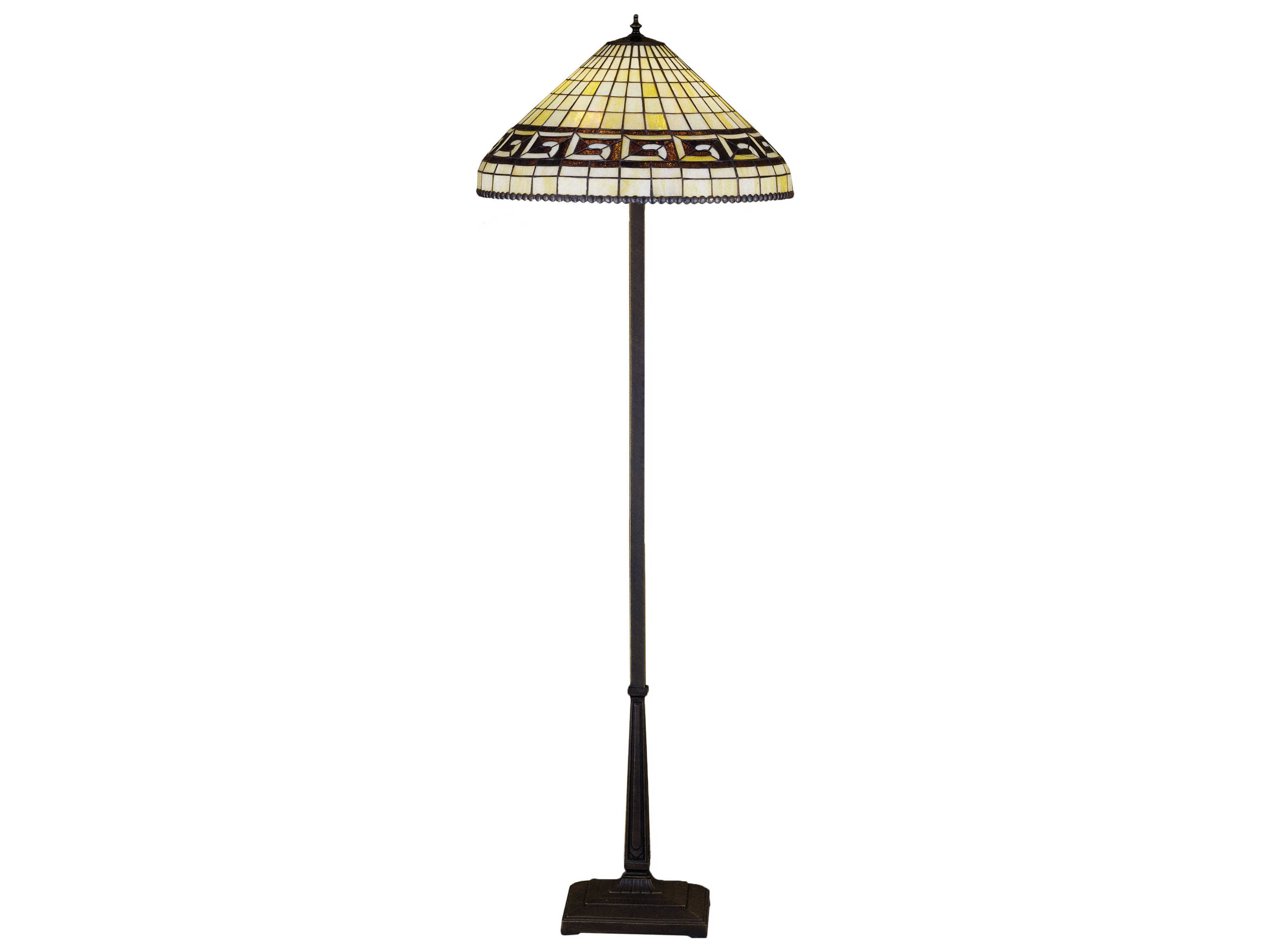 Meyda Greek Key Bronze Tiffany Floor Lamp