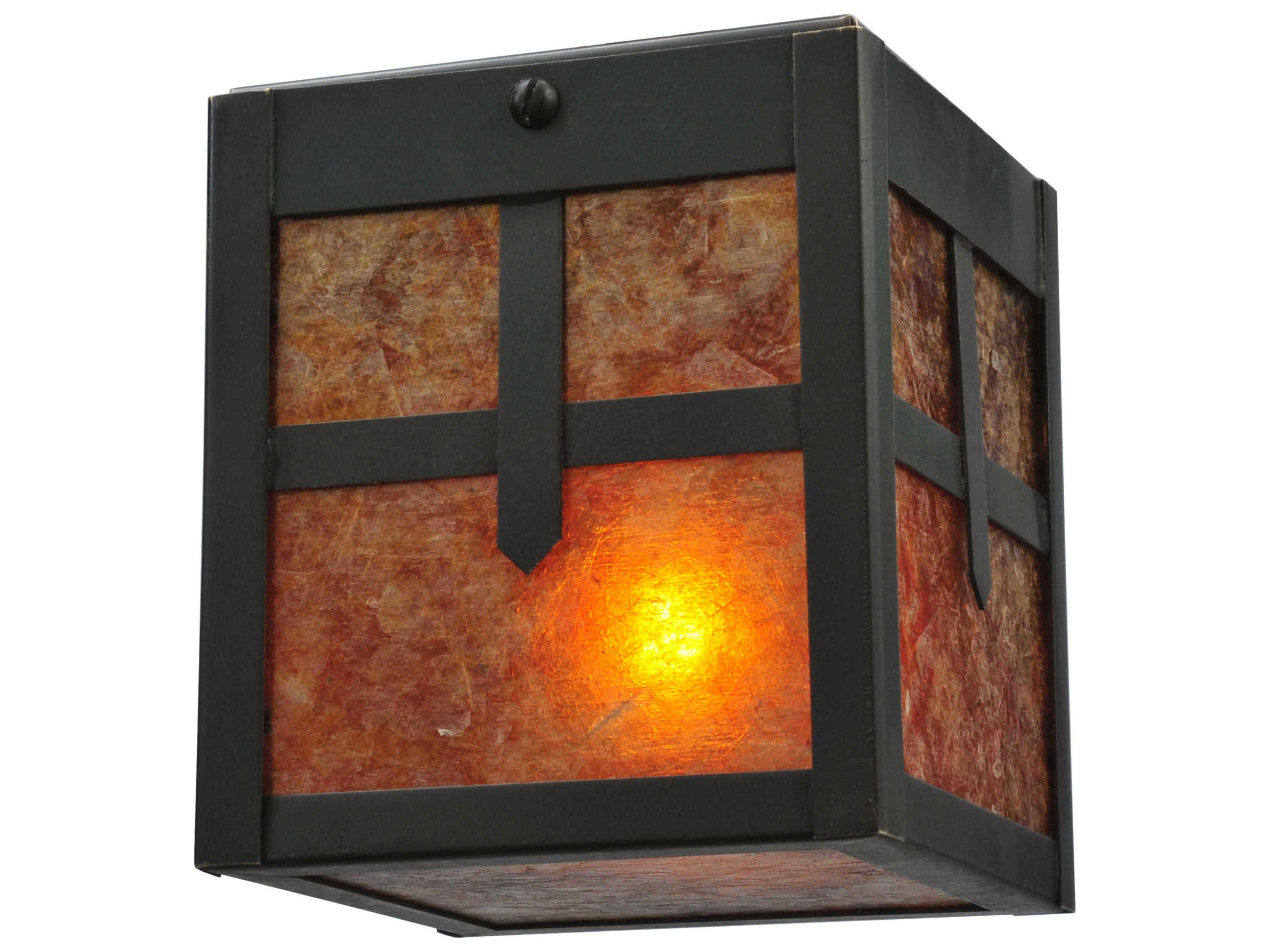 Meyda Mission 1-Light Brown Geometric Flush Mount