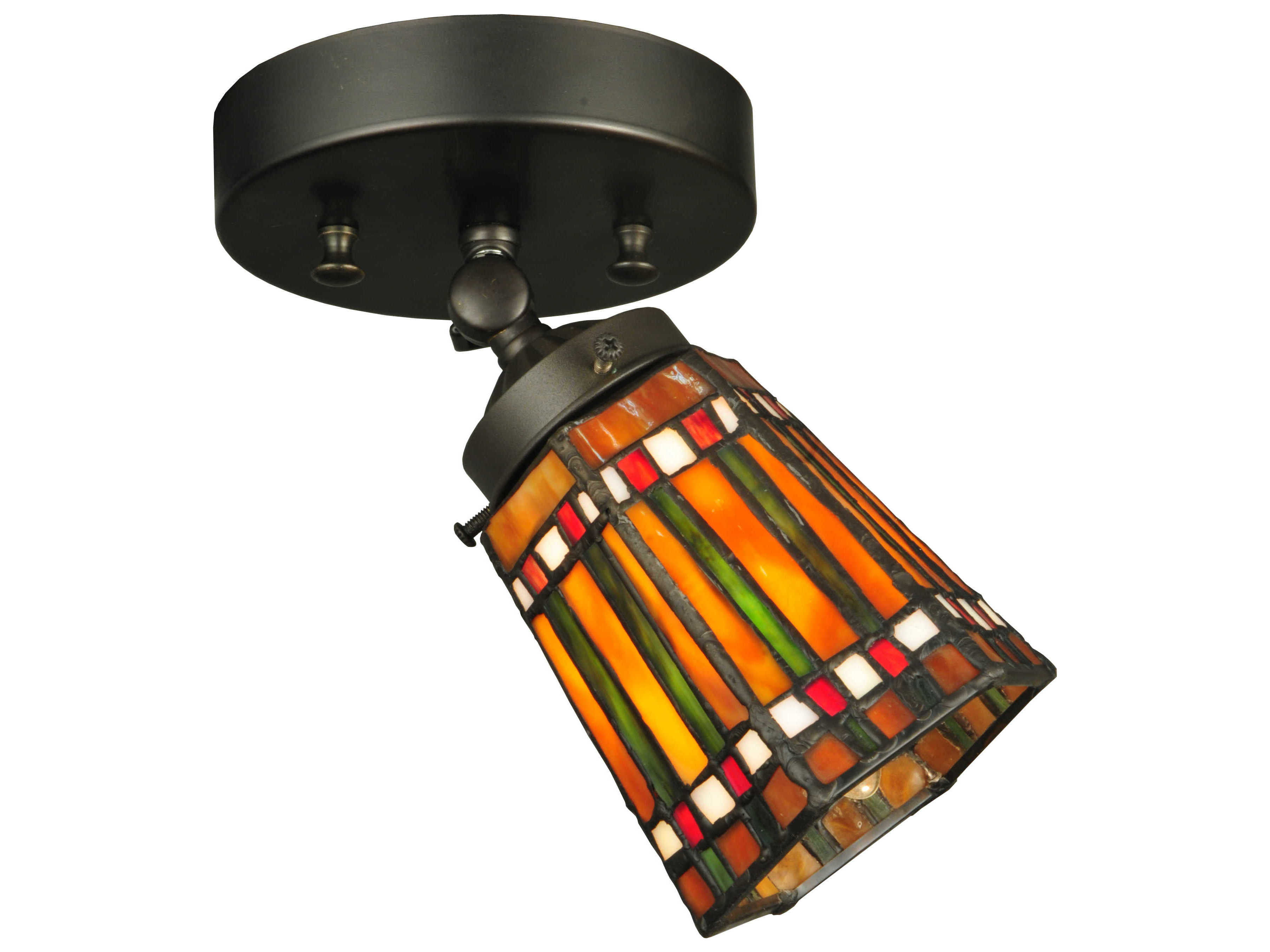 Meyda Prairie Corn 1-Light Black Tiffany Cylinder Flush Mount