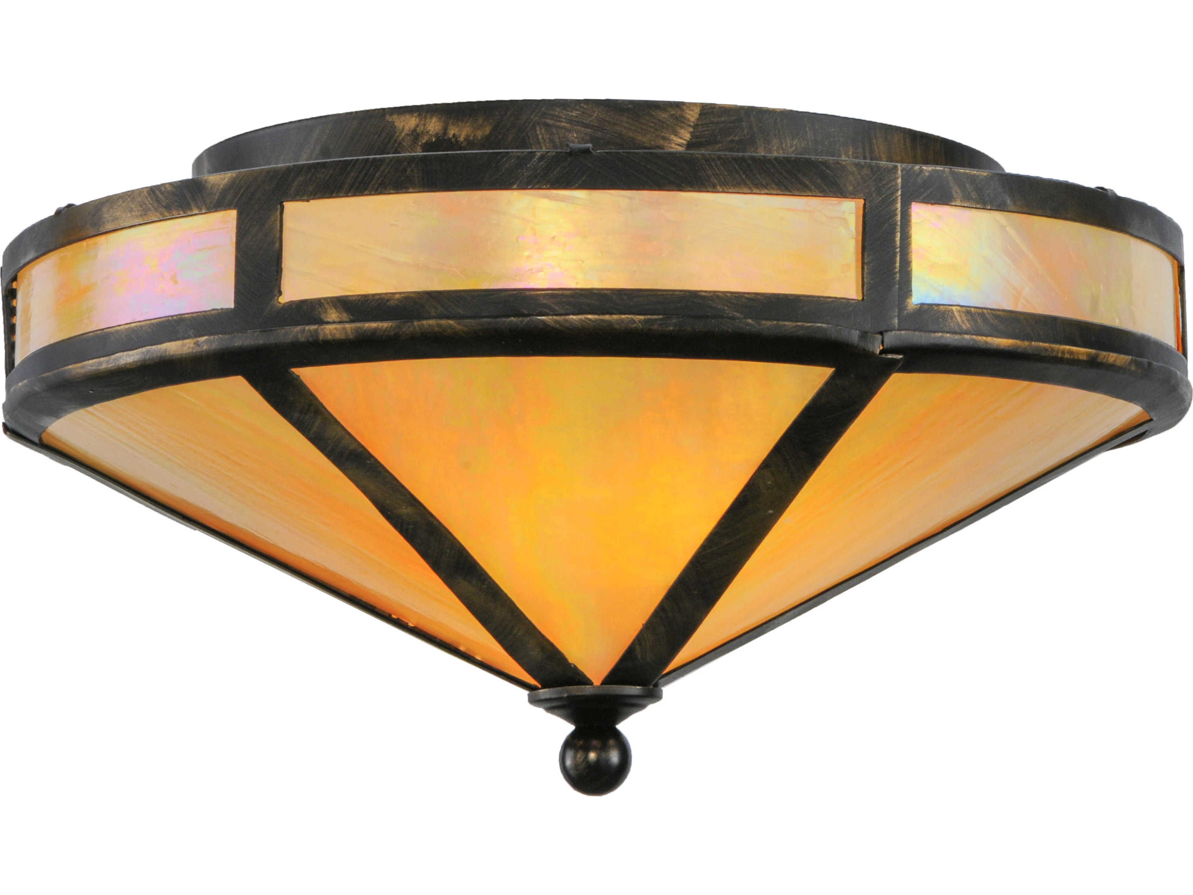 Meyda Mission 2-Light Brown Flush Mount