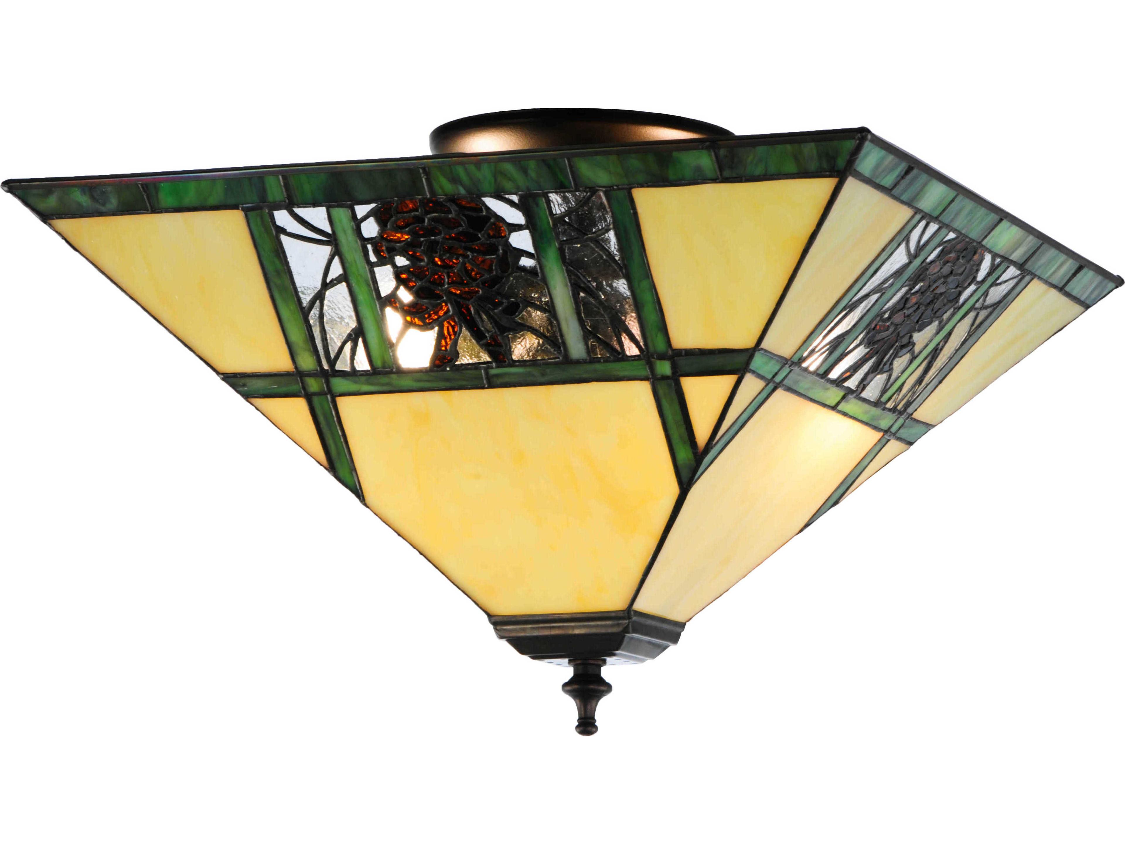 Meyda Mission 2-Light Bronze Geometric Flush Mount