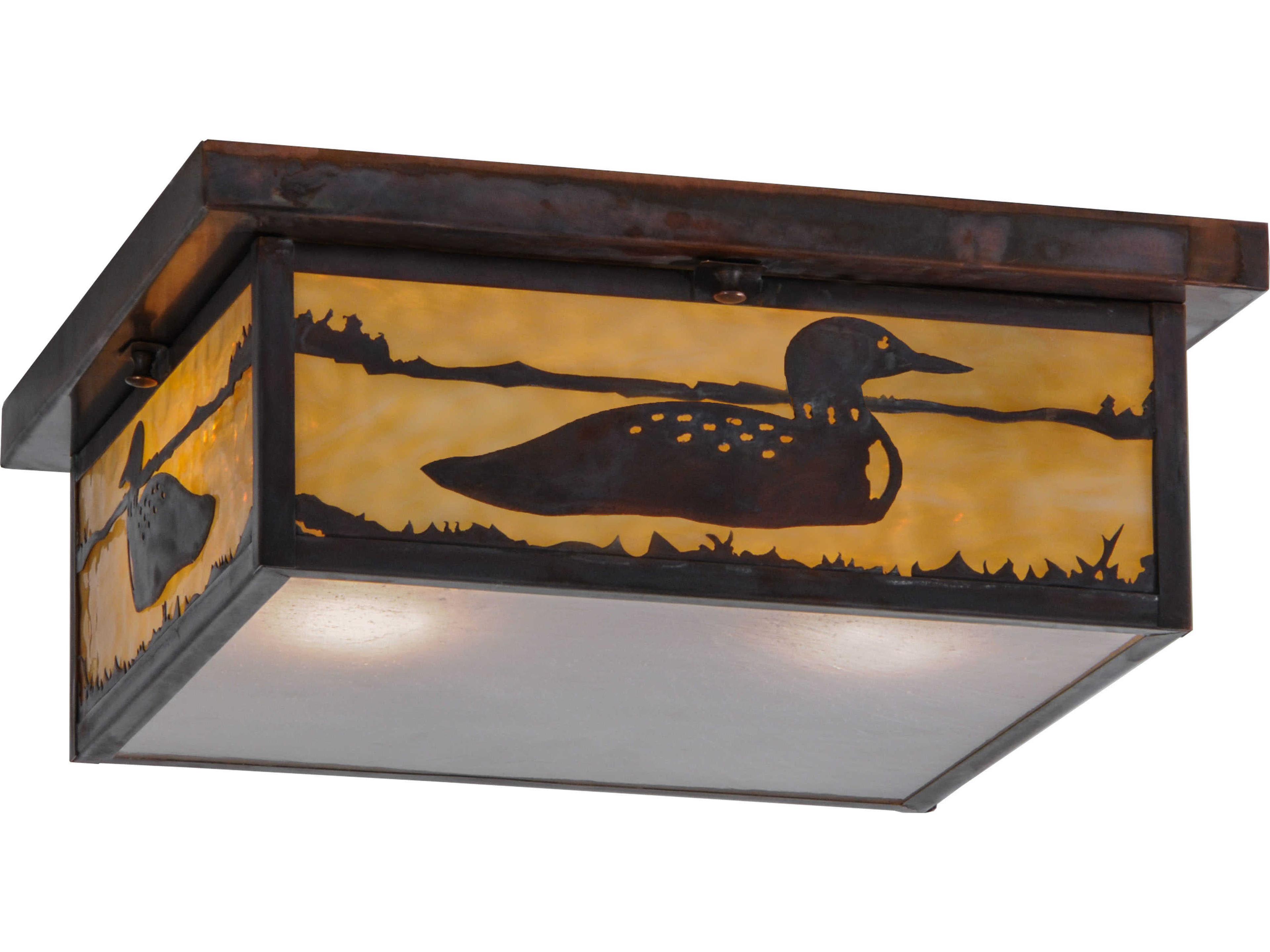 Meyda Mission 2-Light Copper Geometric Flush Mount