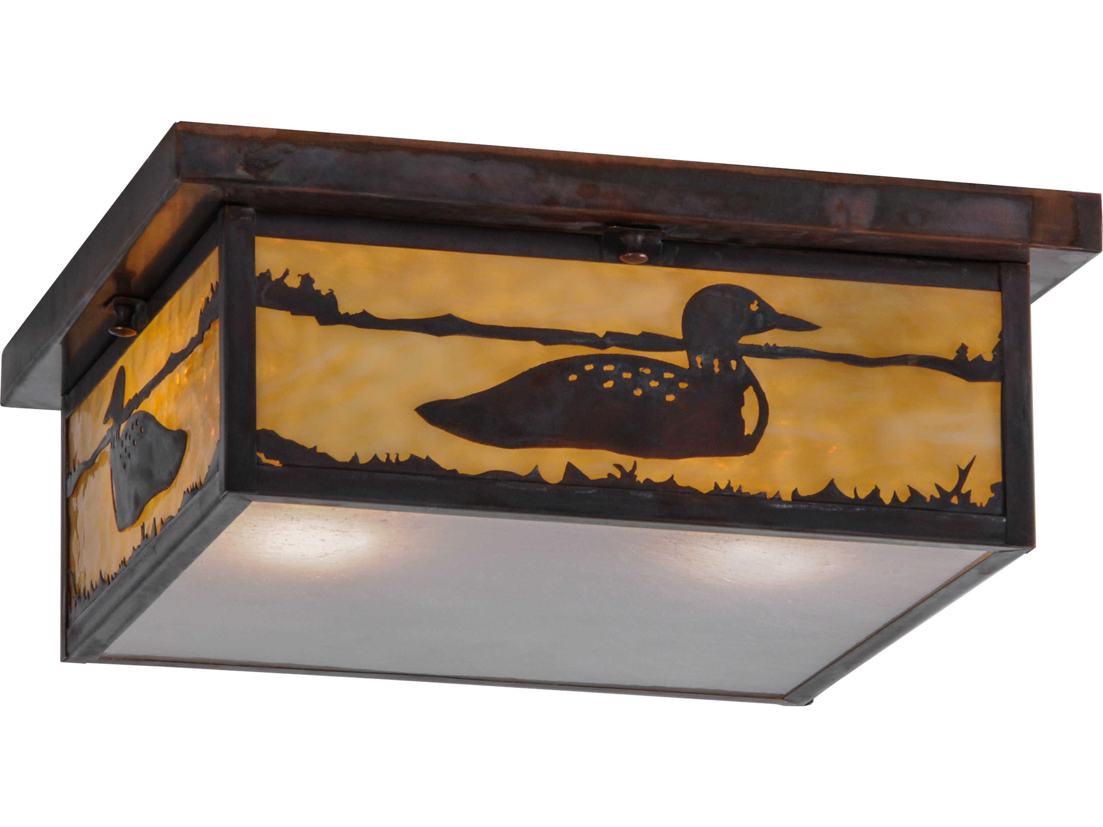 Meyda Mission 2-Light Copper Geometric Flush Mount