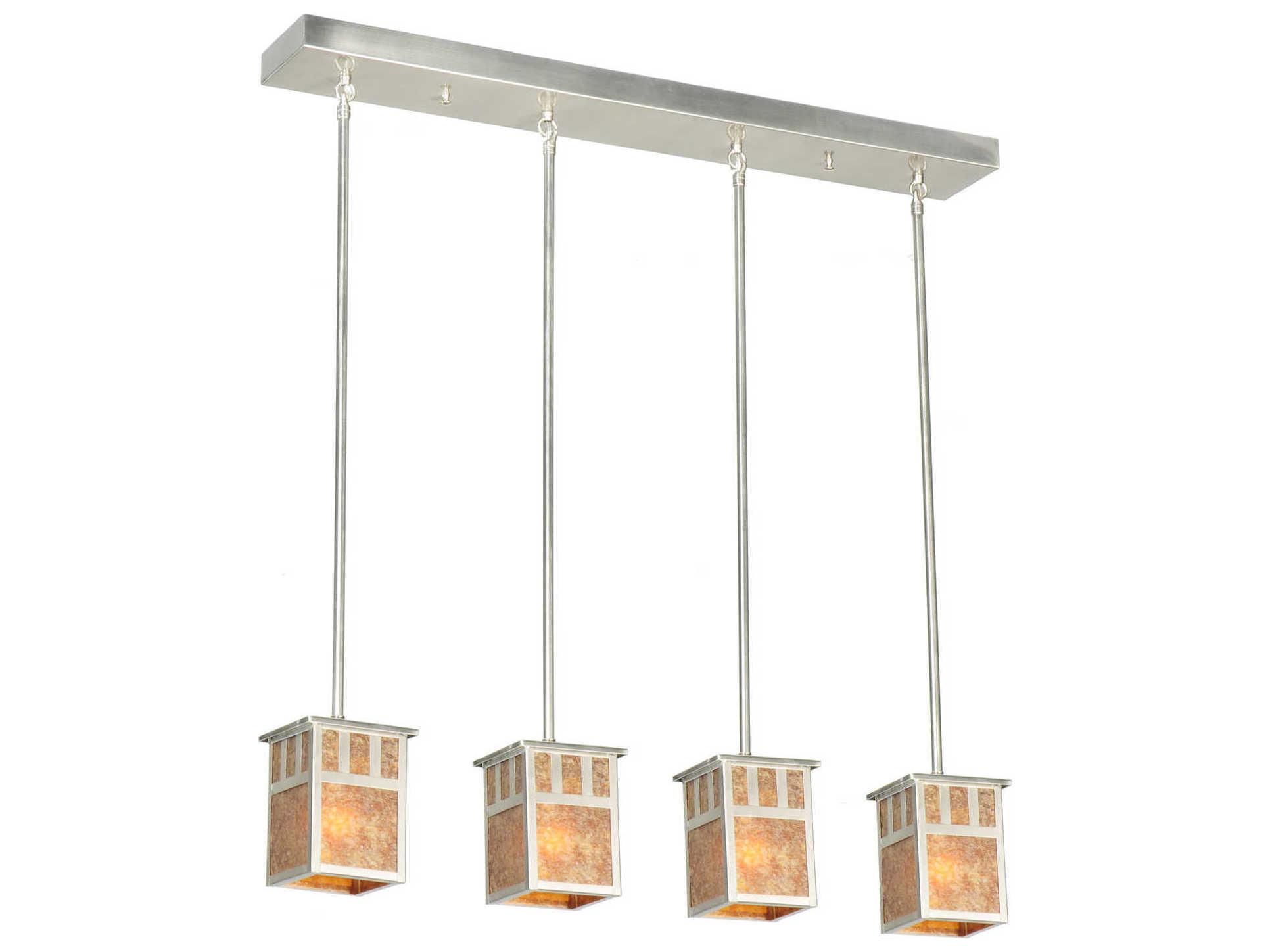 Meyda Mission 4-Light Nickel Geometric Island Pendant