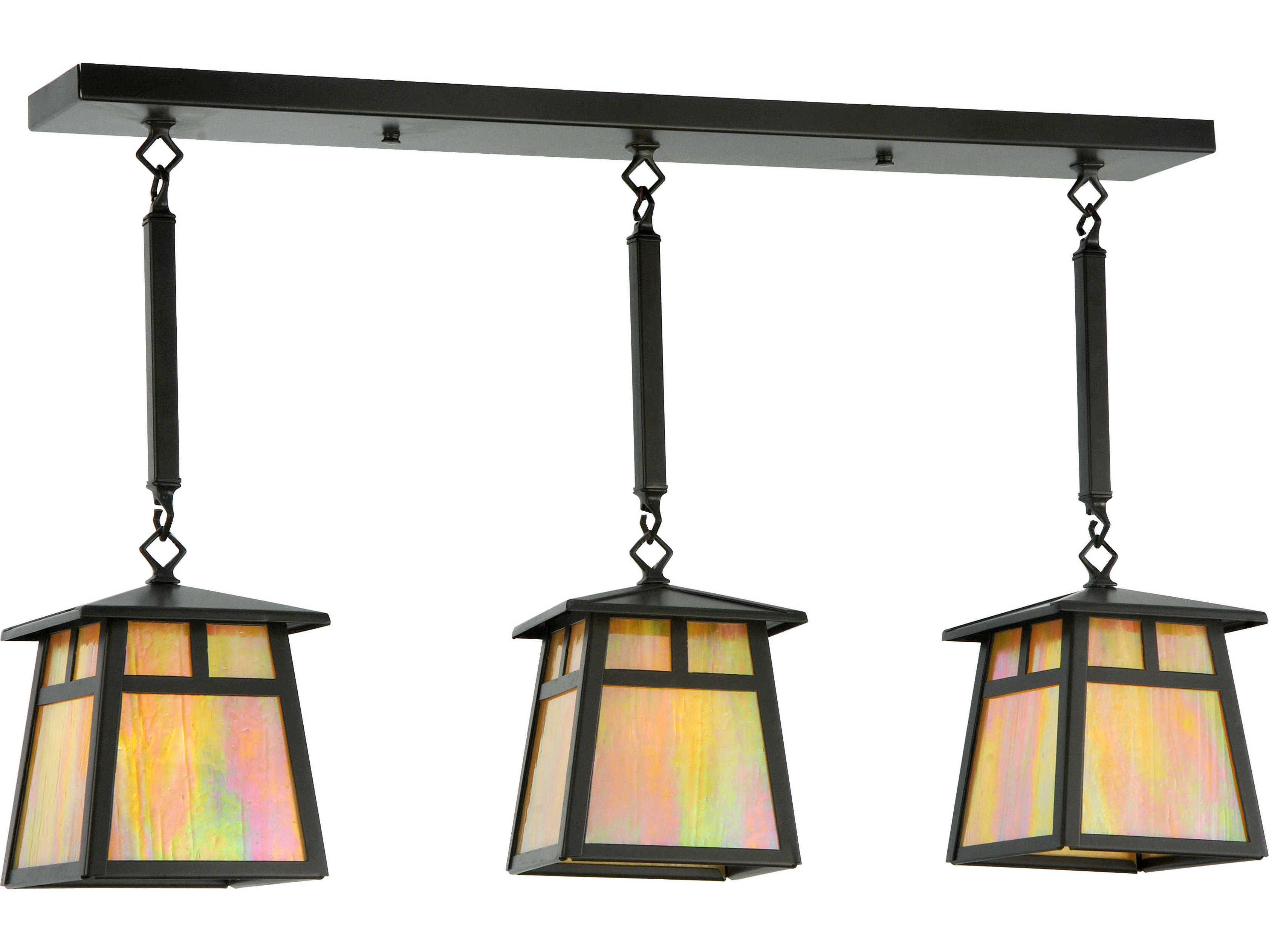 Meyda Mission 3-Light Bronze Geometric Lantern Island Pendant
