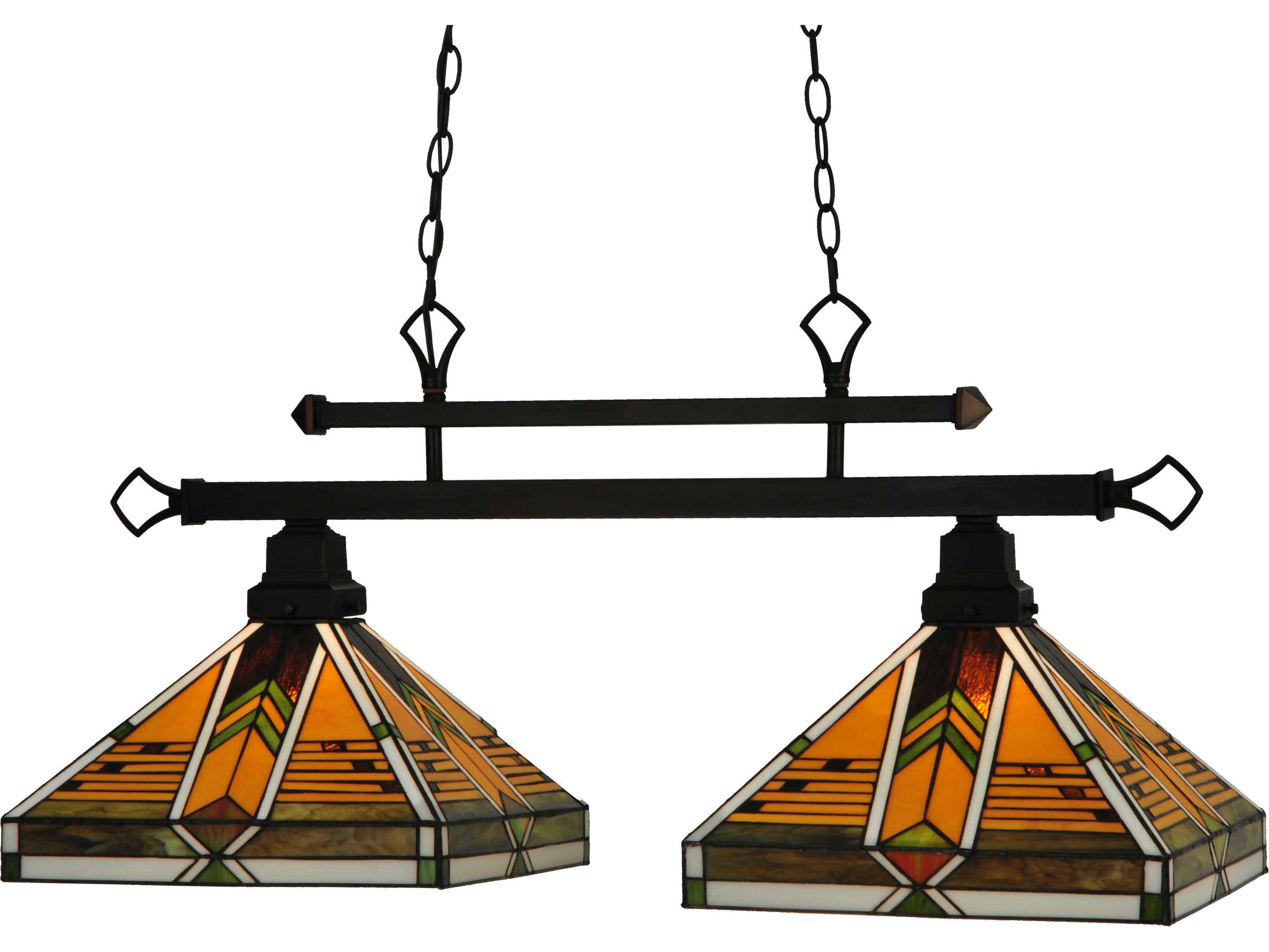 Meyda Abilene 2-Light Brown Tiffany Geometric Island Pendant