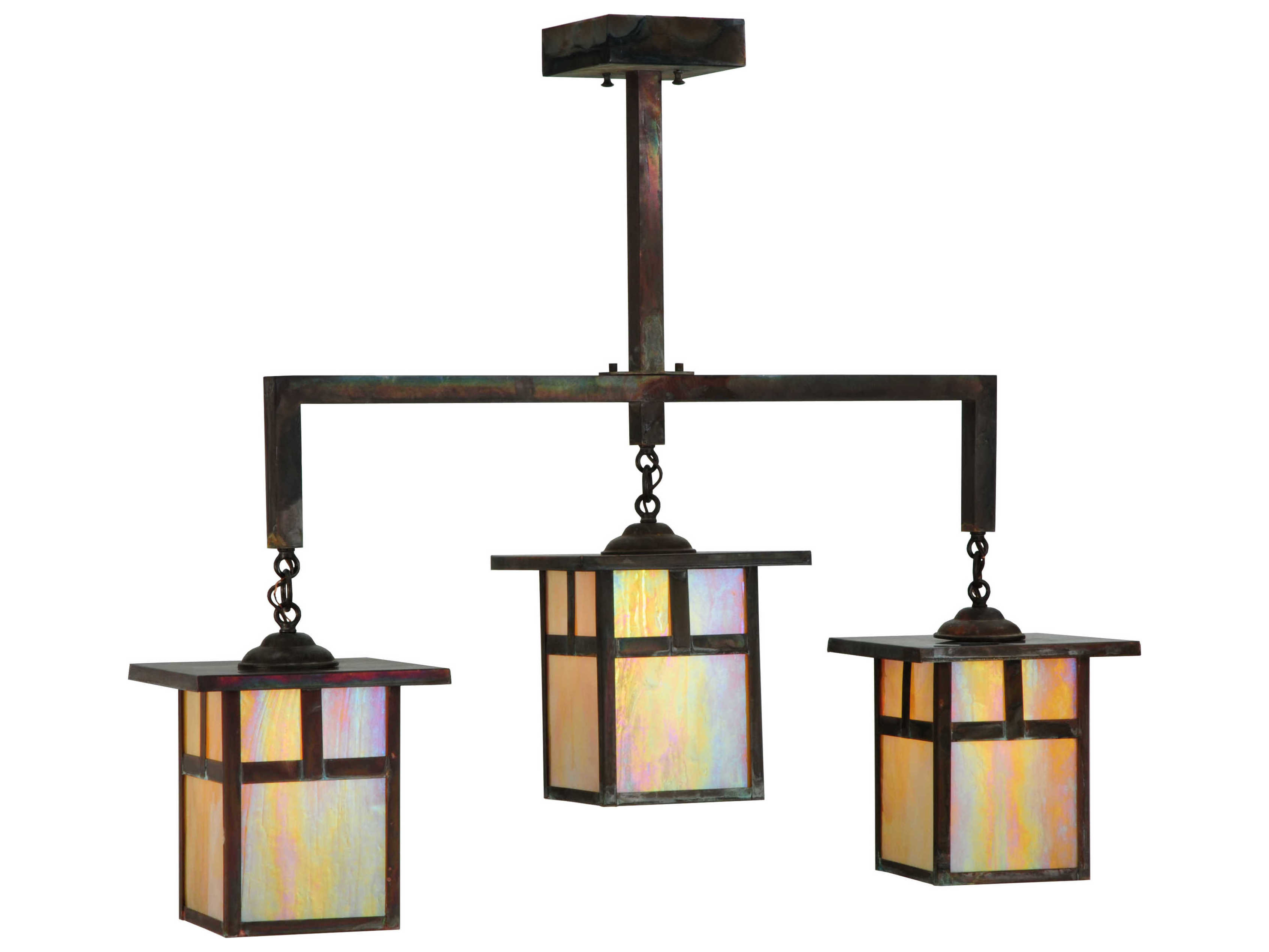 Meyda Mission 3-Light Brown Geometric Lantern Island Pendant