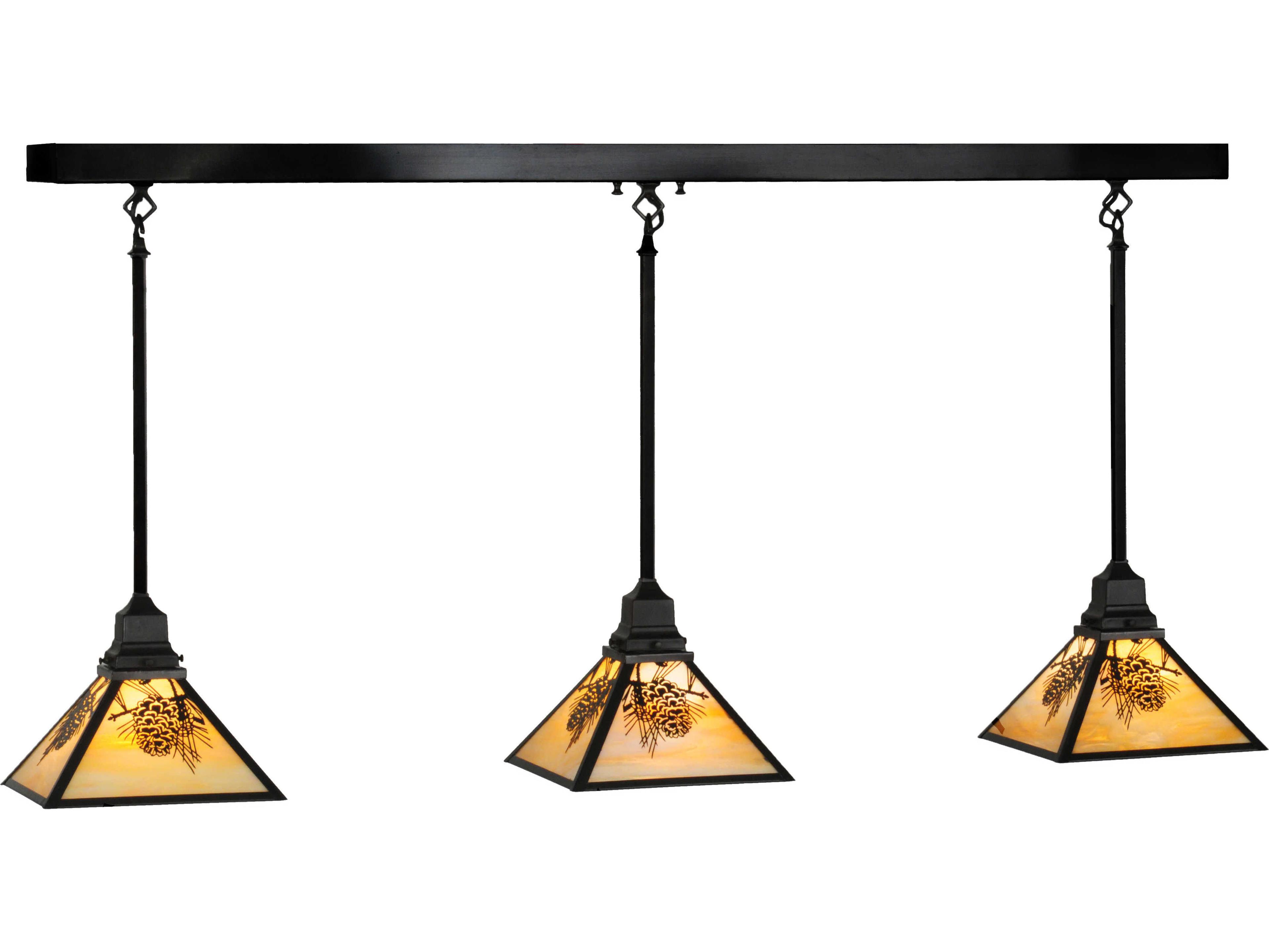 Meyda Mission 3-Light Brown Geometric Island Pendant