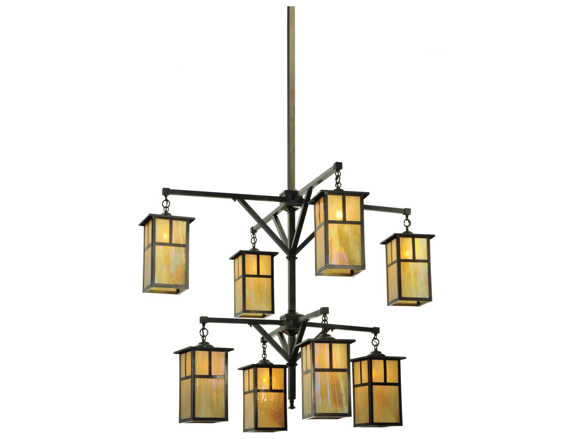 Meyda Mission 8-Light Black Geometric Lantern Chandelier