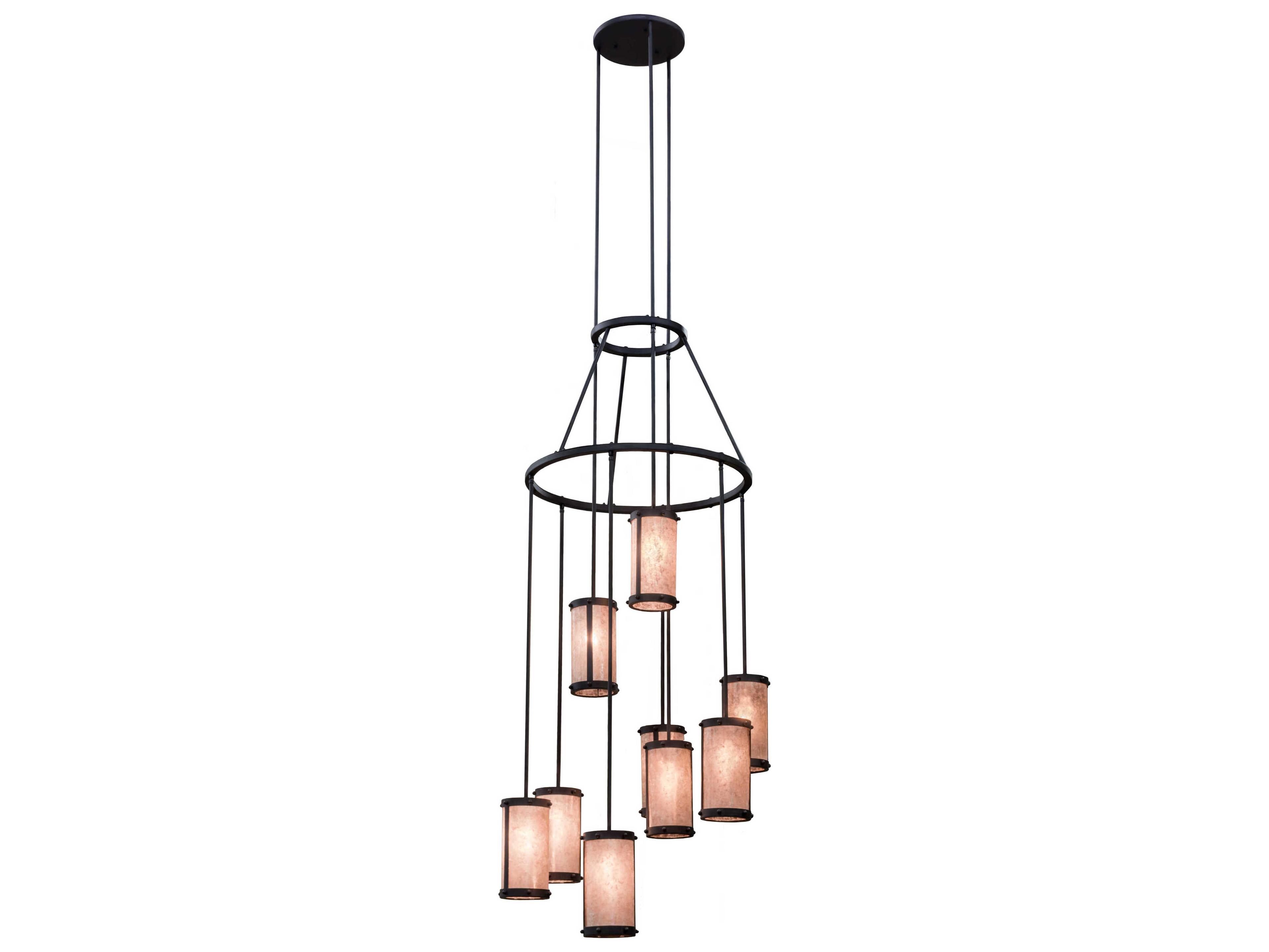 Meyda Cartier 9-Light Black Glass Cylinder Chandelier