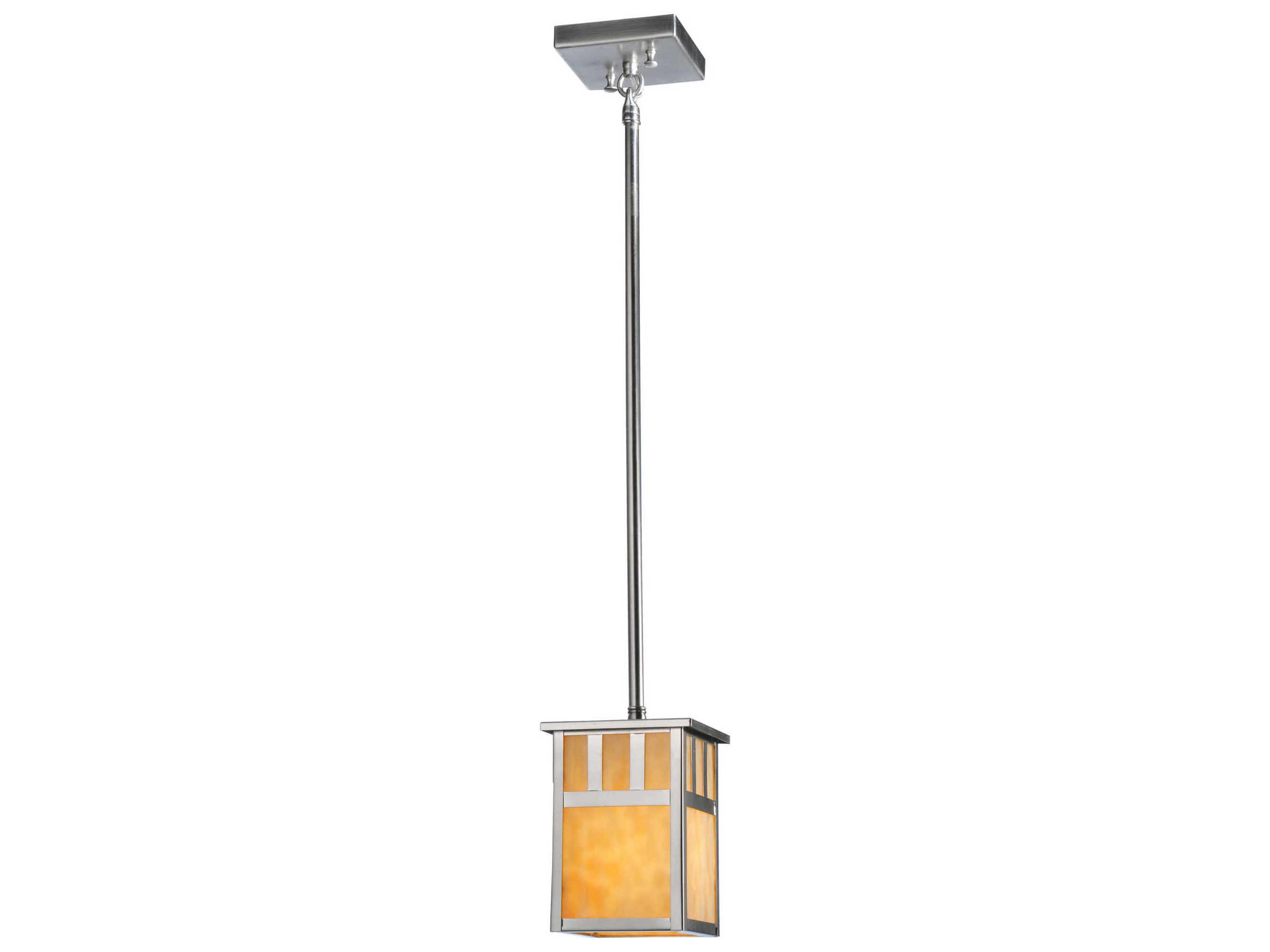 Meyda Mission 1-Light Nickel Geometric Mini Pendant