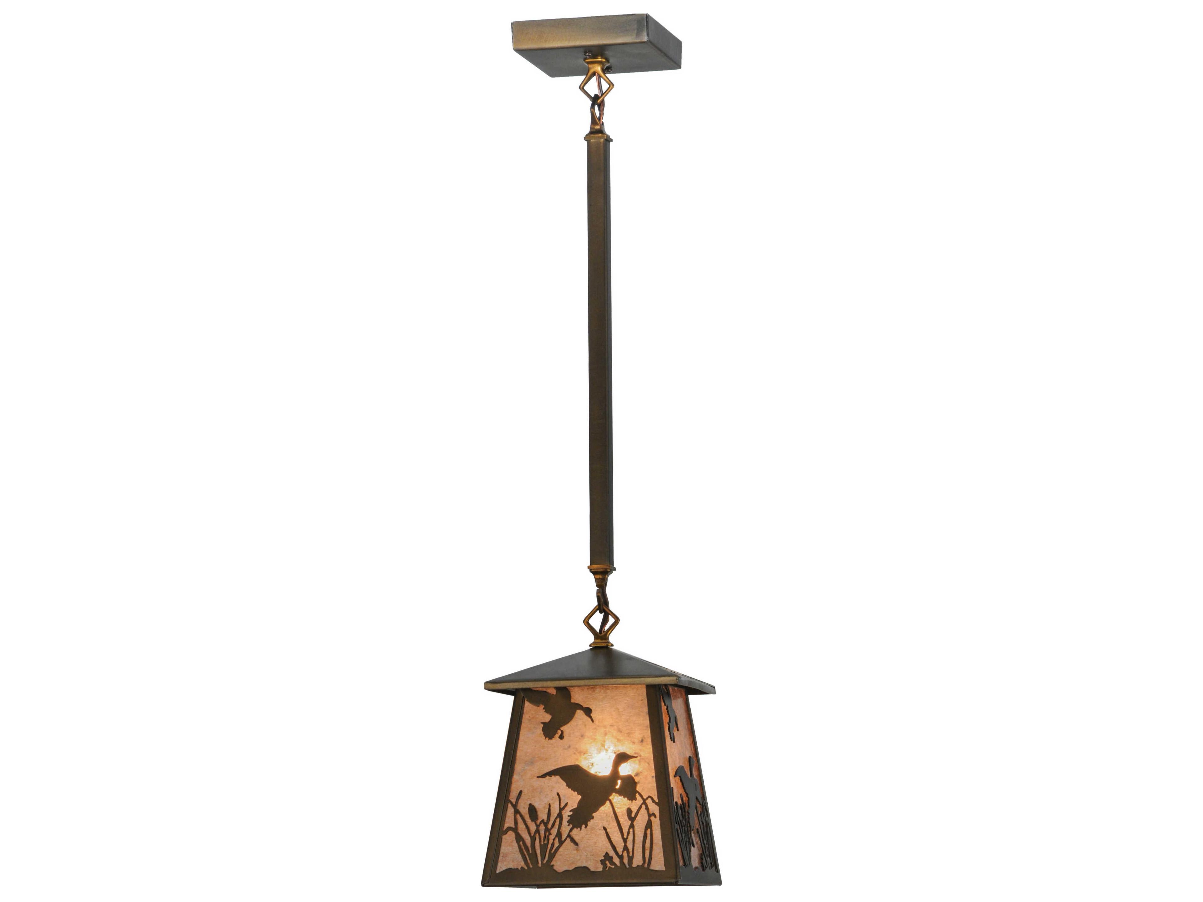 Meyda Ducks In Flight 1-Light Copper Lantern Mini Pendant