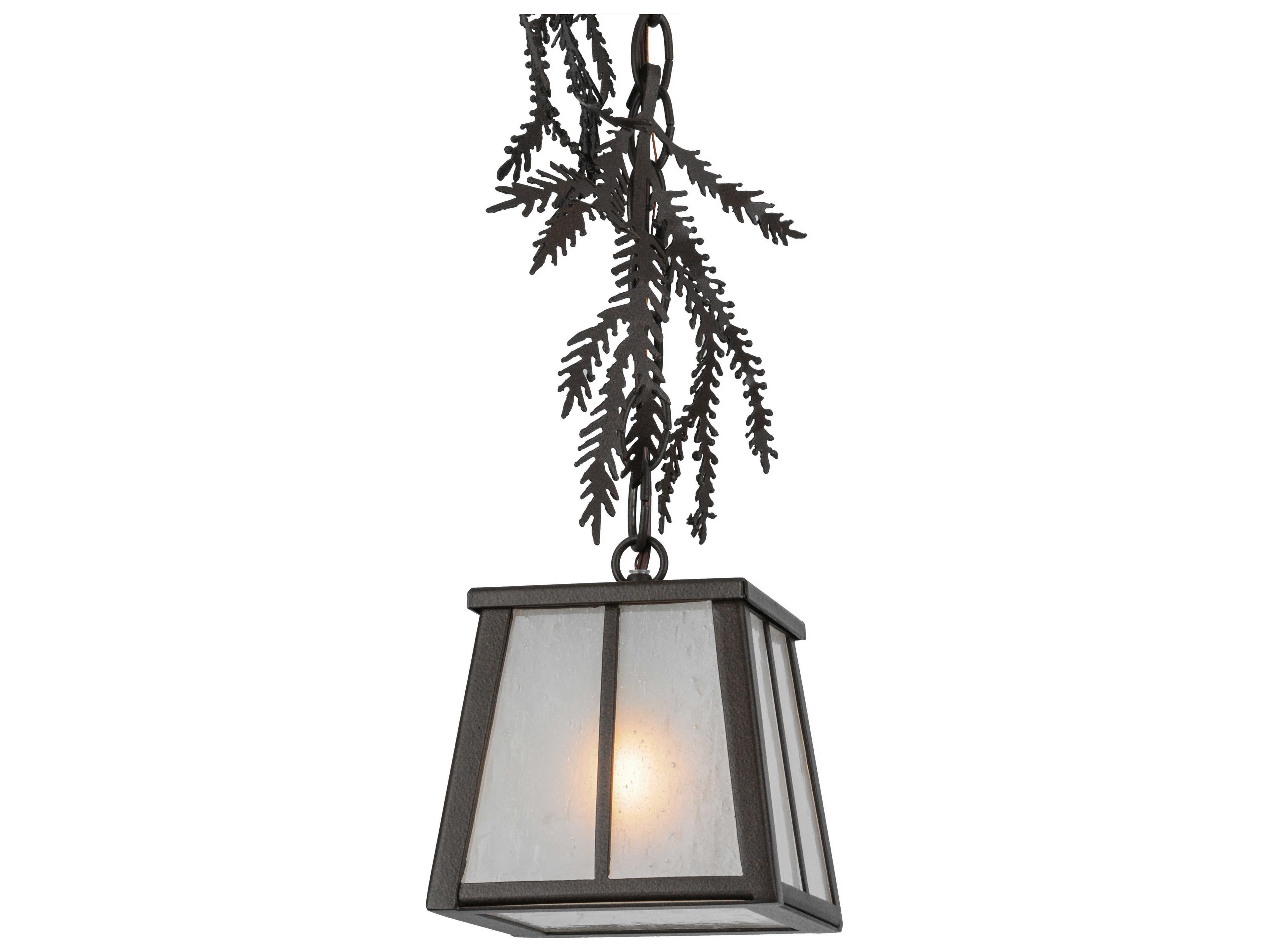 Meyda Mission 1-Light Brown Geometric Lantern Mini Pendant