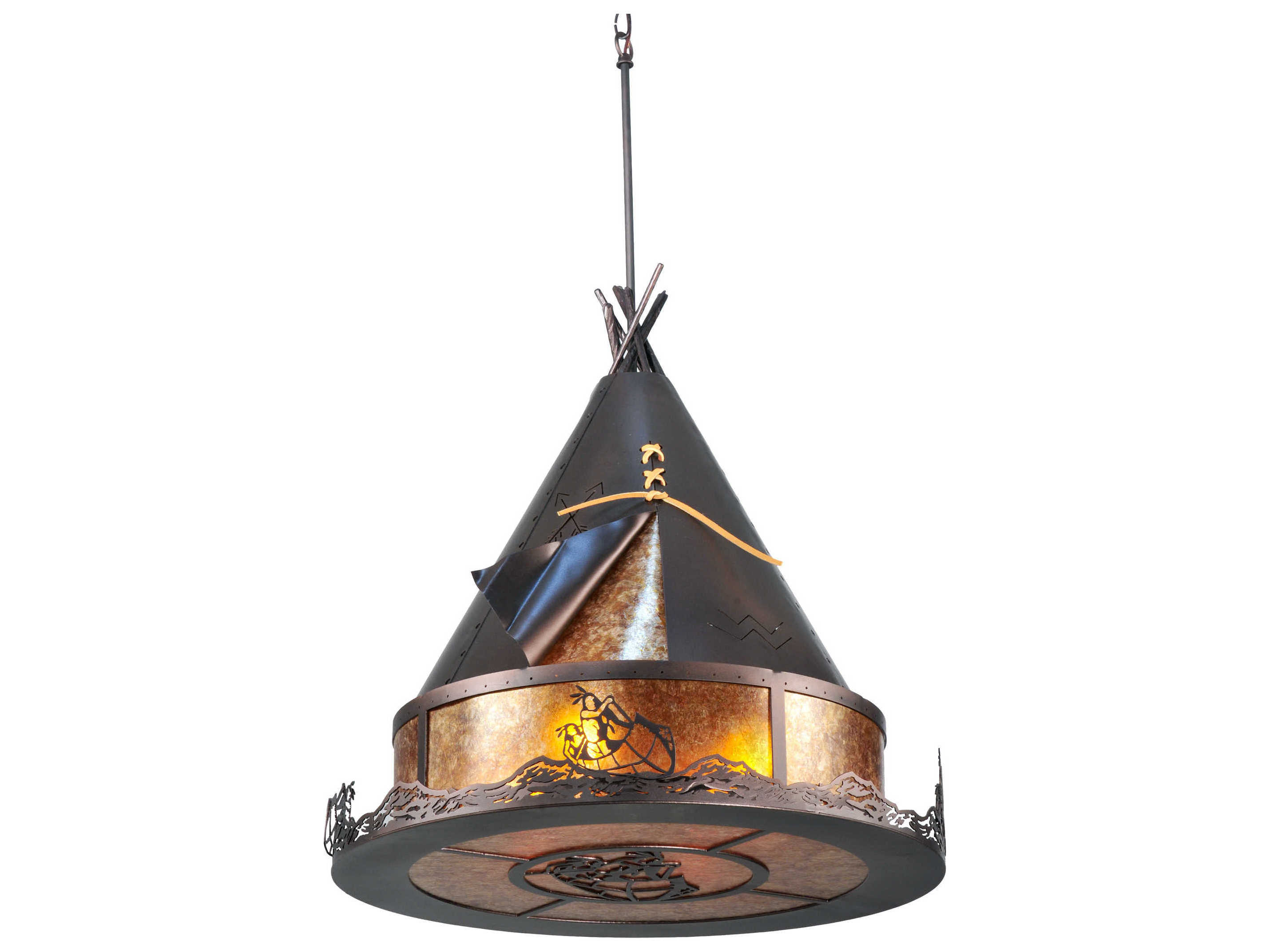 Meyda Mission 4-Light Bronze Geometric Pendant