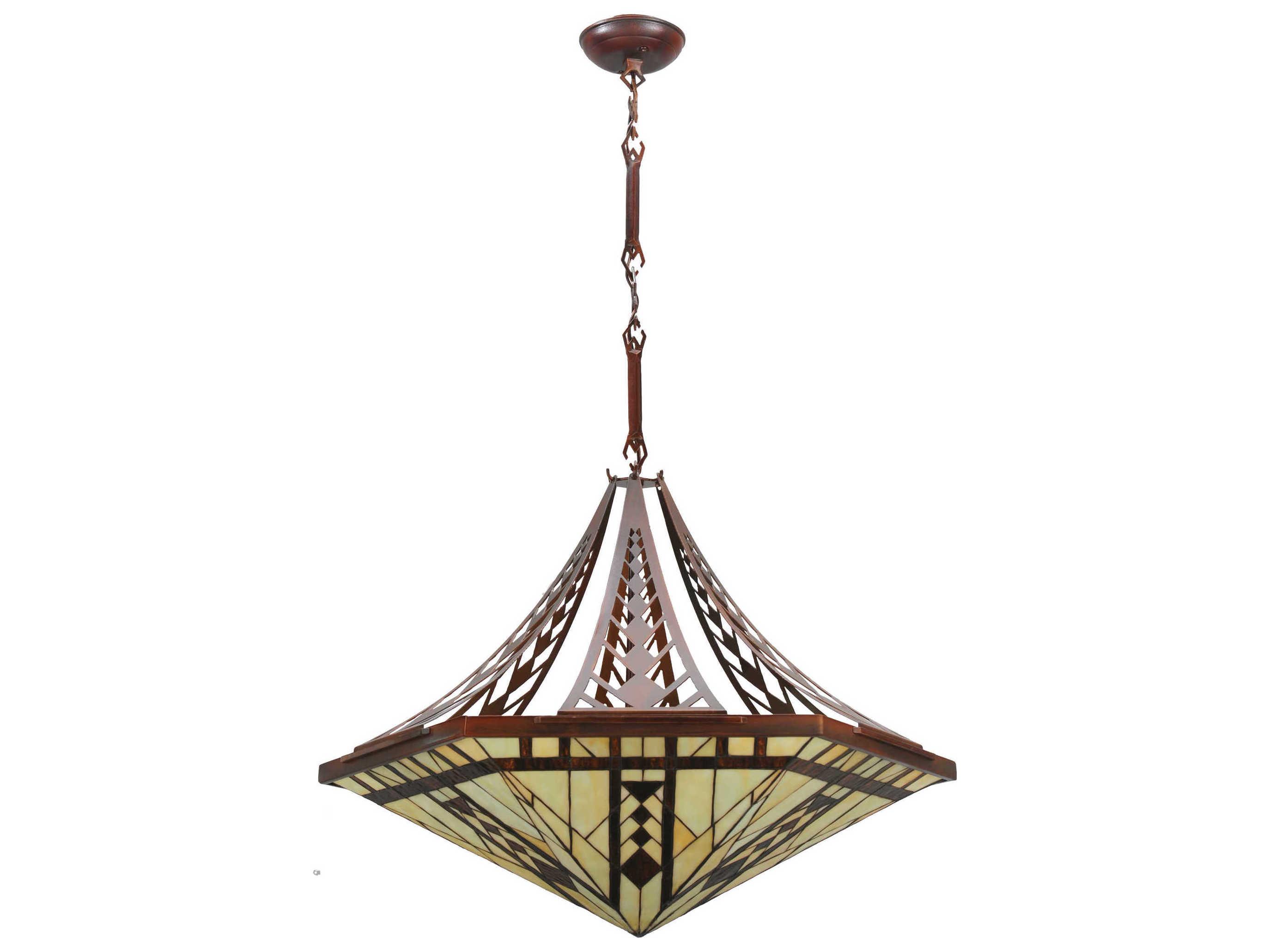 Meyda Mission 3-Light Brown Bowl Pendant