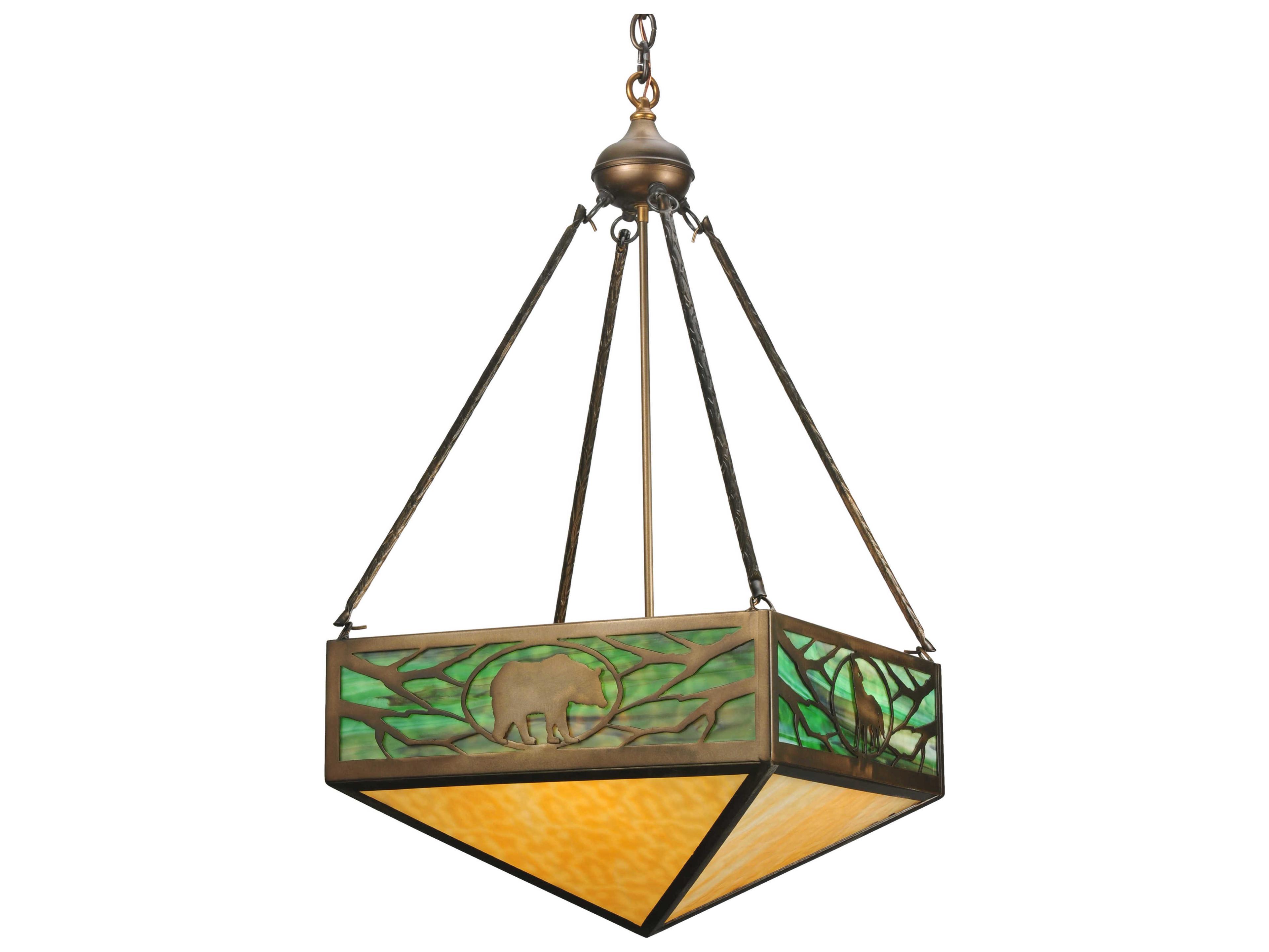 Meyda Mission 4-Light Copper Geometric Pendant
