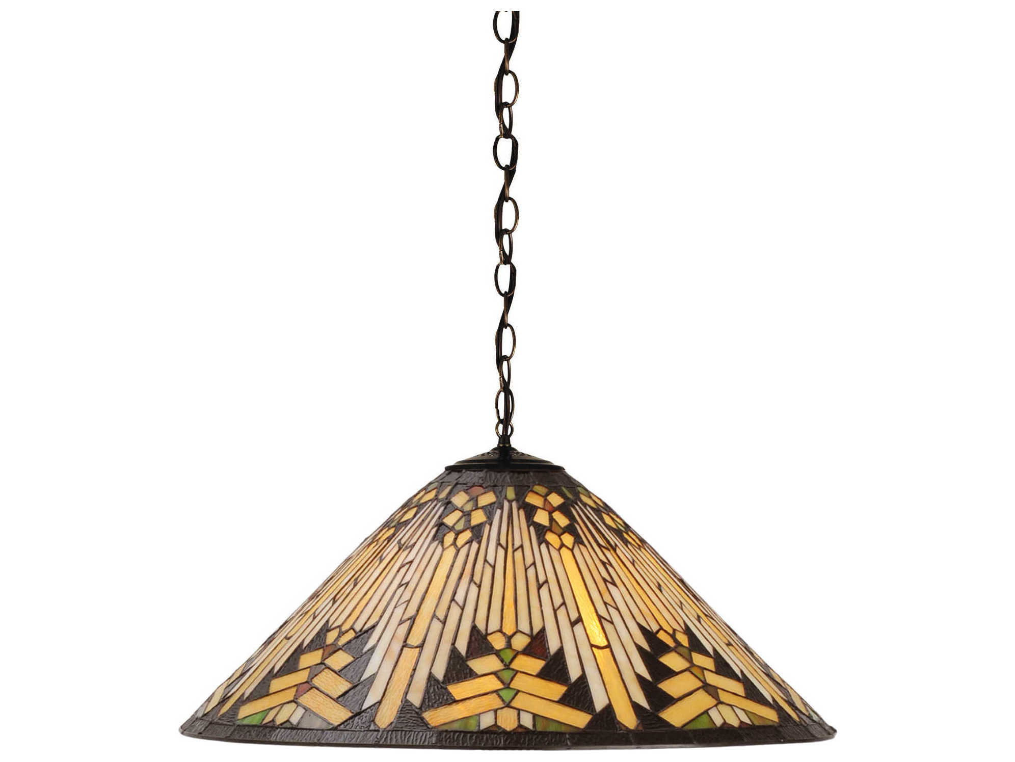 Meyda Nuevo Mission 3-Light Bronze Tiffany Geometric Pendant
