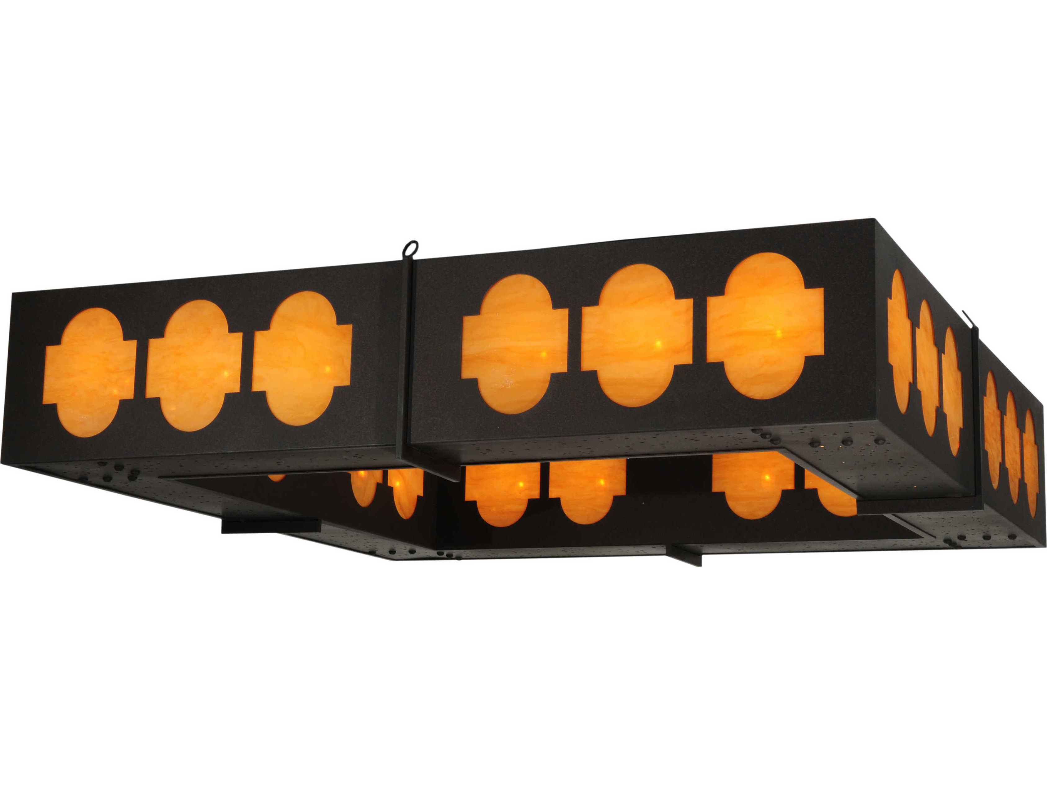 Meyda Mission 2-Light Black Geometric Semi Flush Mount