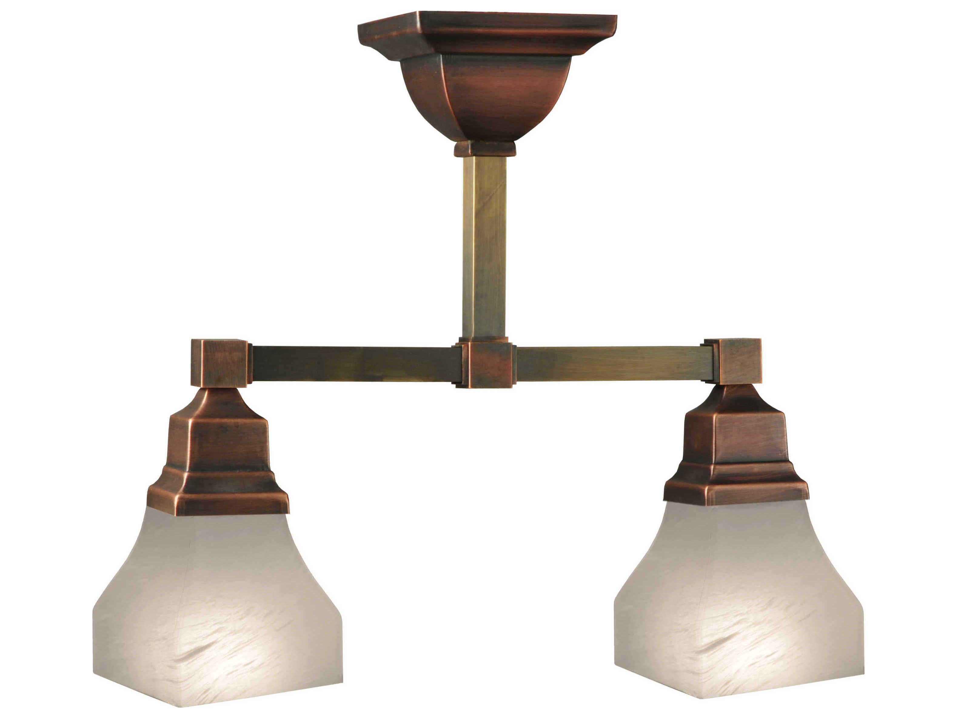 Meyda Mission 2-Light Brown Bell Semi Flush Mount