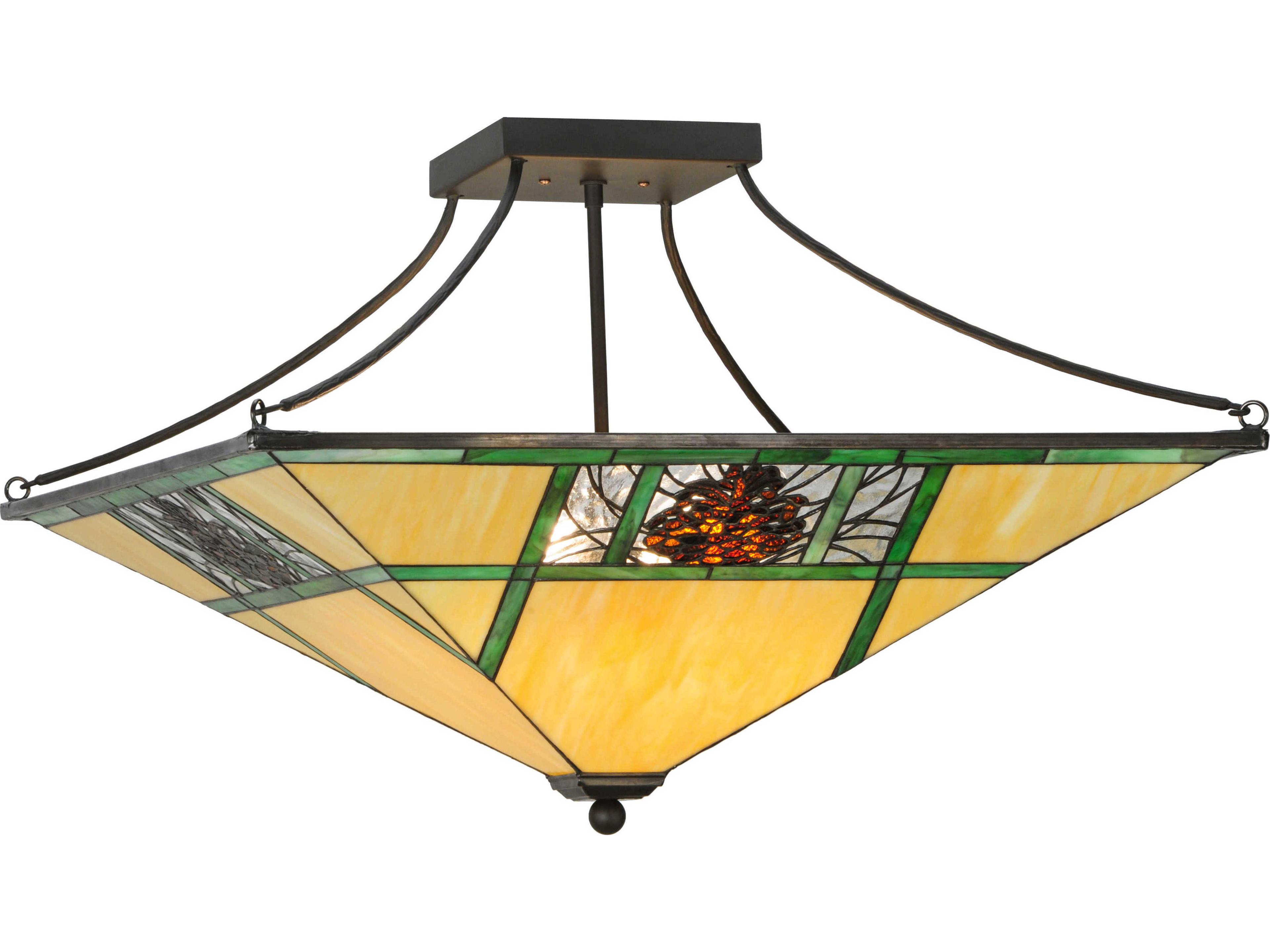 Meyda Mission 4-Light Bronze Geometric Semi Flush Mount